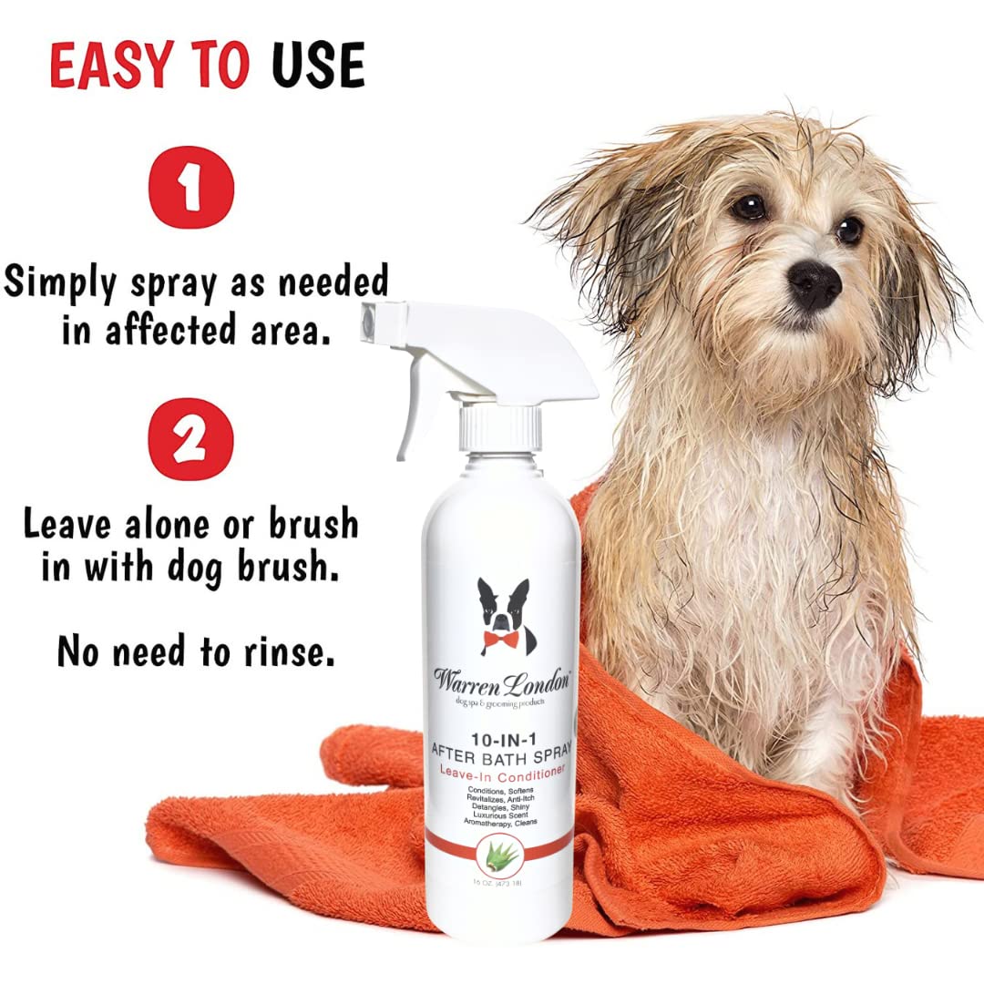 Warren London 10-In-1 After Bath Dog Spray | Dog Leave In Conditioner And Detangler Spray | Pet Grooming Spray With Aloe Vera, S