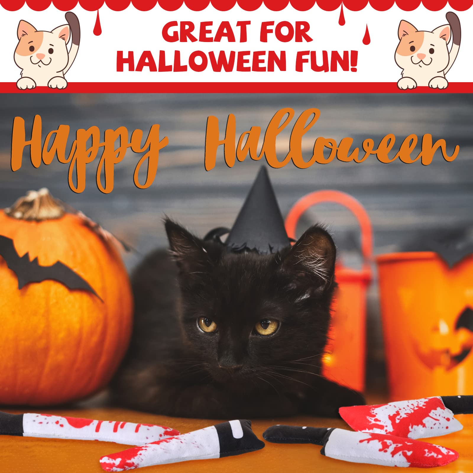 Honoson 8 Pcs Knife Cat Chew Toys Catnip Toys Interactive Stuffed Kitten Chew Toys Teething Resistant For Christmas Halloween In