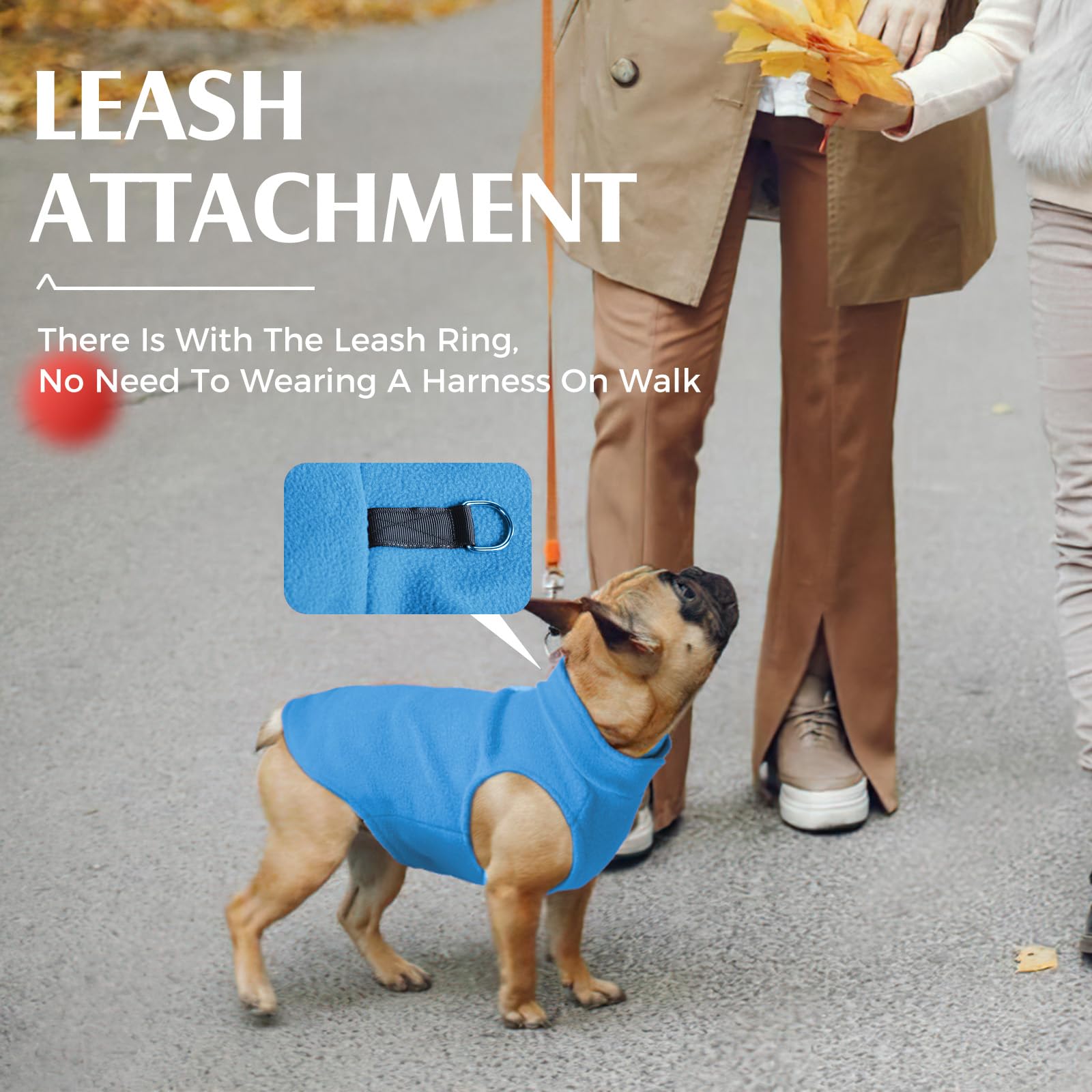 Fleece Dog Sweater Vest - Soft Warm Pullover Stretchy Jacket For Small To Large Dogs With D Ring Leash (Blue, Xs)
