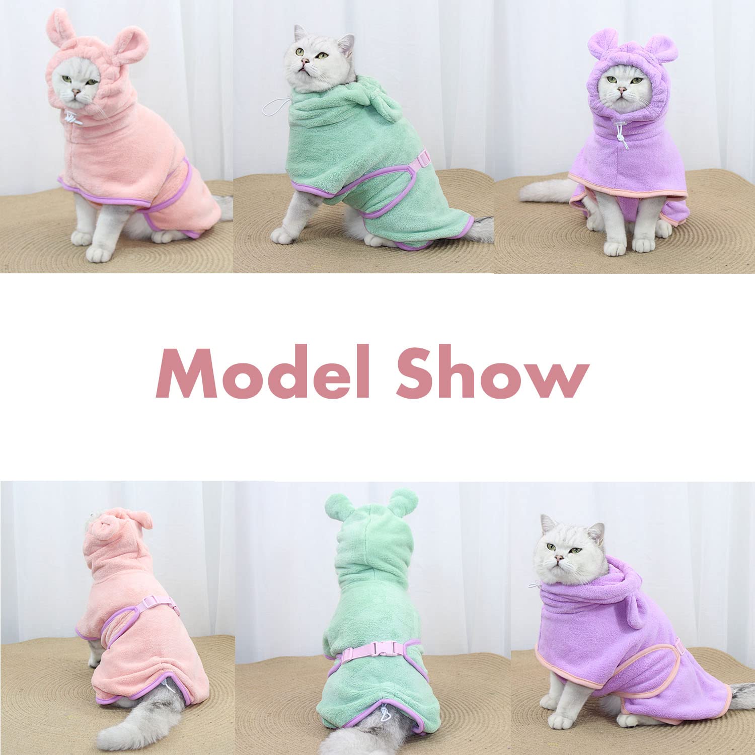 Dog Bathrobe, Microfiber Fast Drying Absorbent Hooded Bath Towel For Puppy Small Medium Large Dog Cat(Green,S)