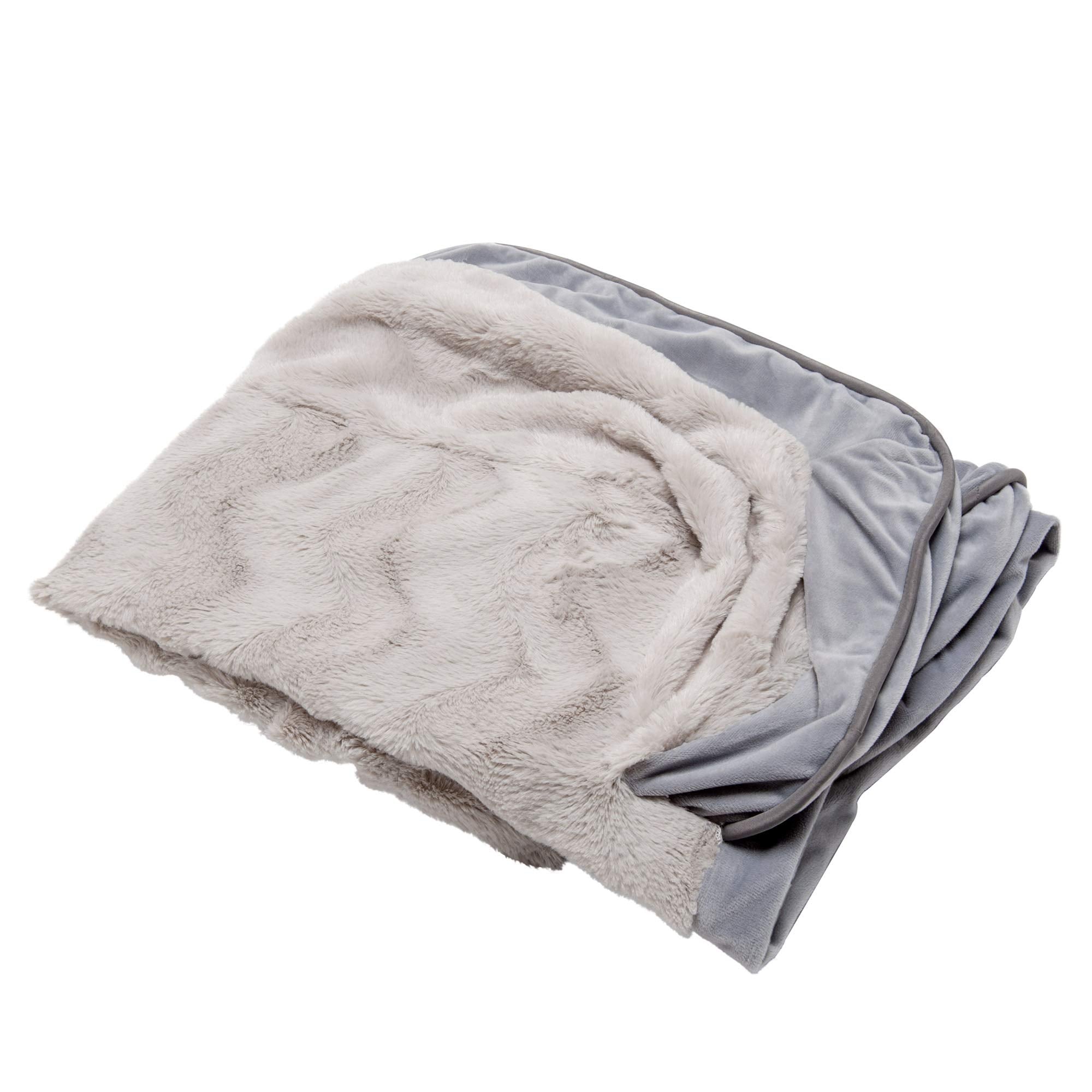 Furhaven Replacement Dog Bed Cover Perfect Comfort Plush & Velvet Waves Sofa-Style, Machine Washable - Granite Gray, Jumbo Plus 