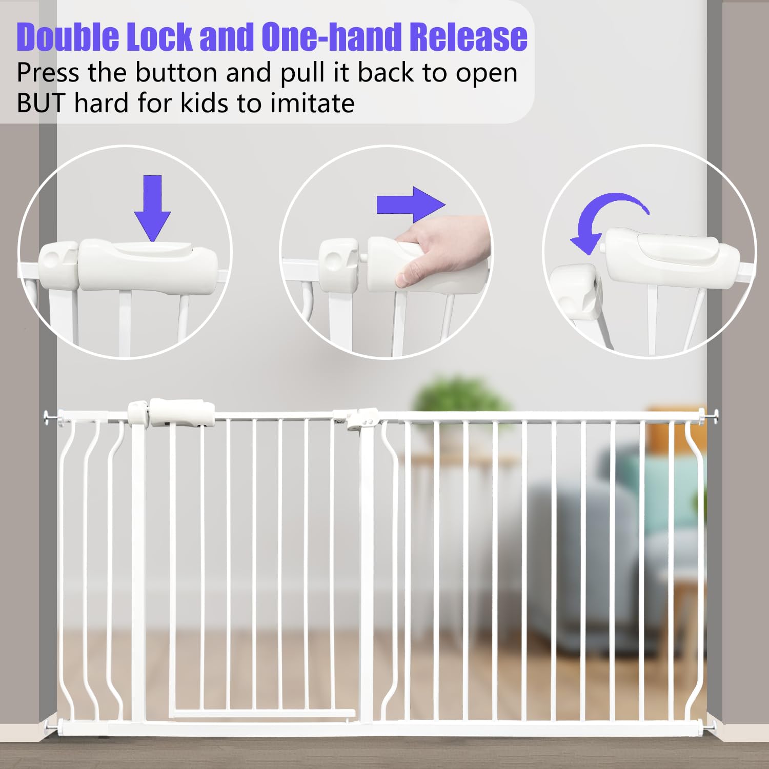 Vothco Narrow Baby & Dog Gate 24-29 Inch, Tension Mounted No Drilling, Walk Through Indoor Safety Gate for Narrow Doorways & Sta