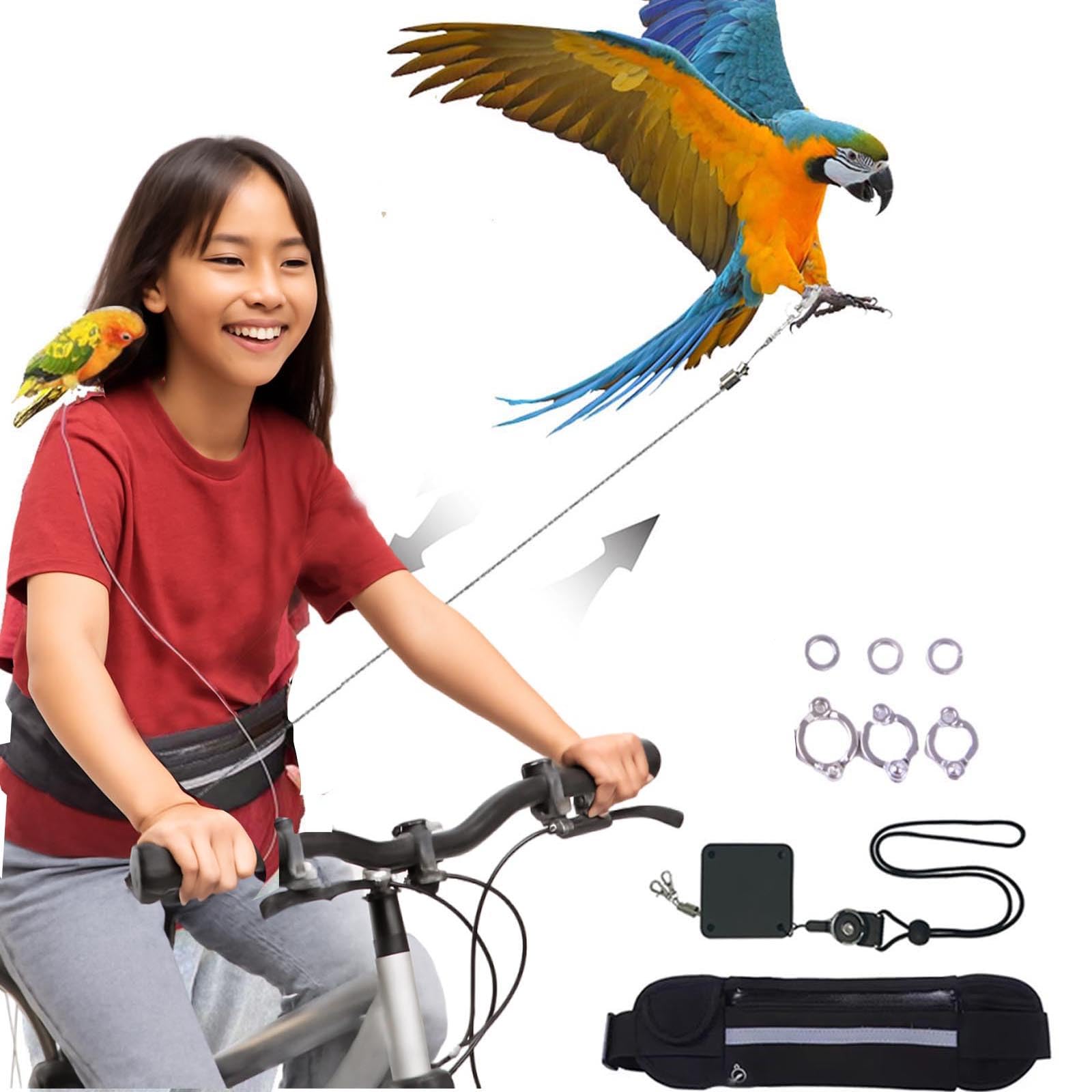 Hands-Free Bird Harnesses Suitable for Cycling and Driving Outdoors and Belts self-retracting Fanny Pack Bird Leash suirtable fo