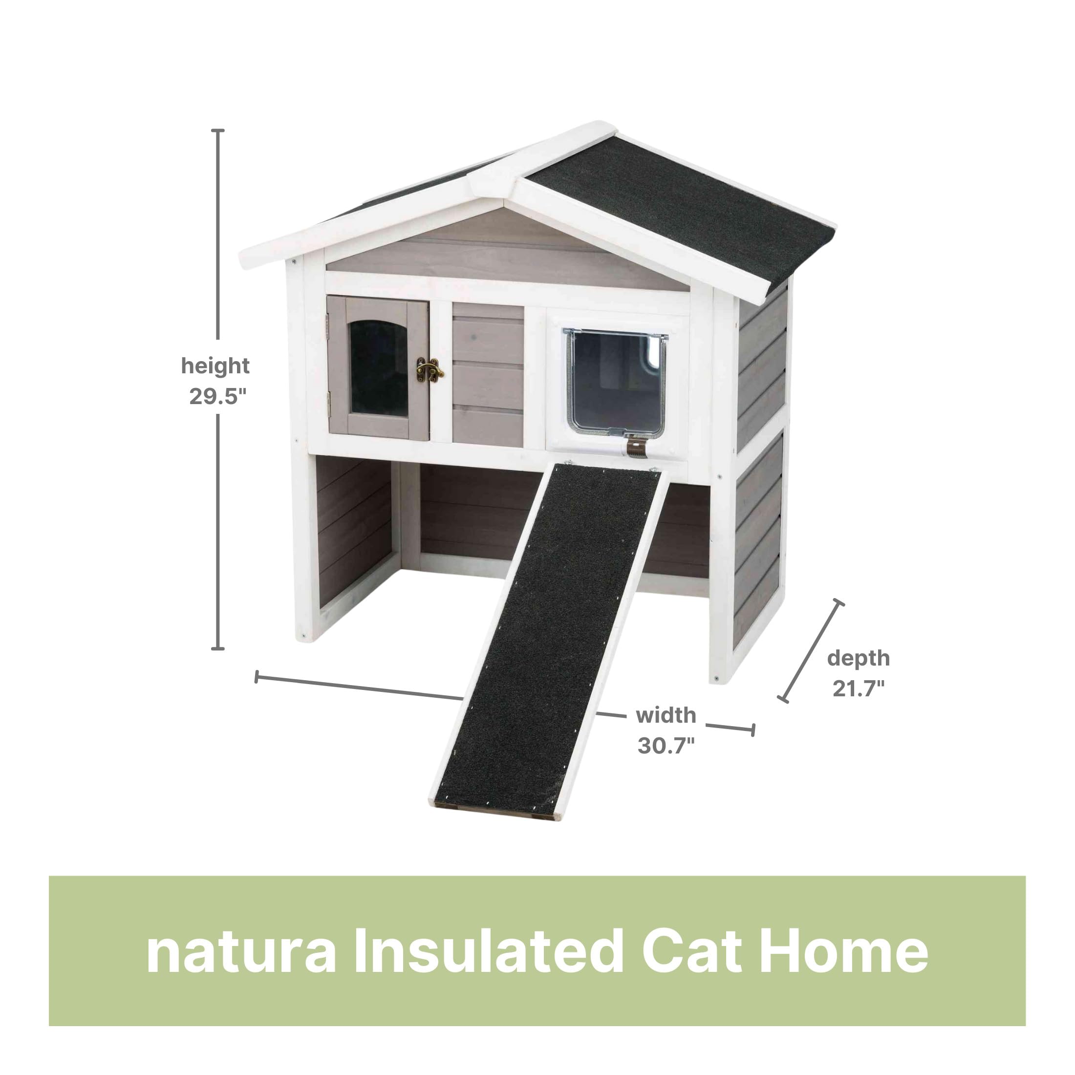 Trixie Insulated Outdoor Cat House, Weatherproof 2-Story Cat Home With A Ramp, 2 Covered Openings, Spacious Outdoor Shelter To R