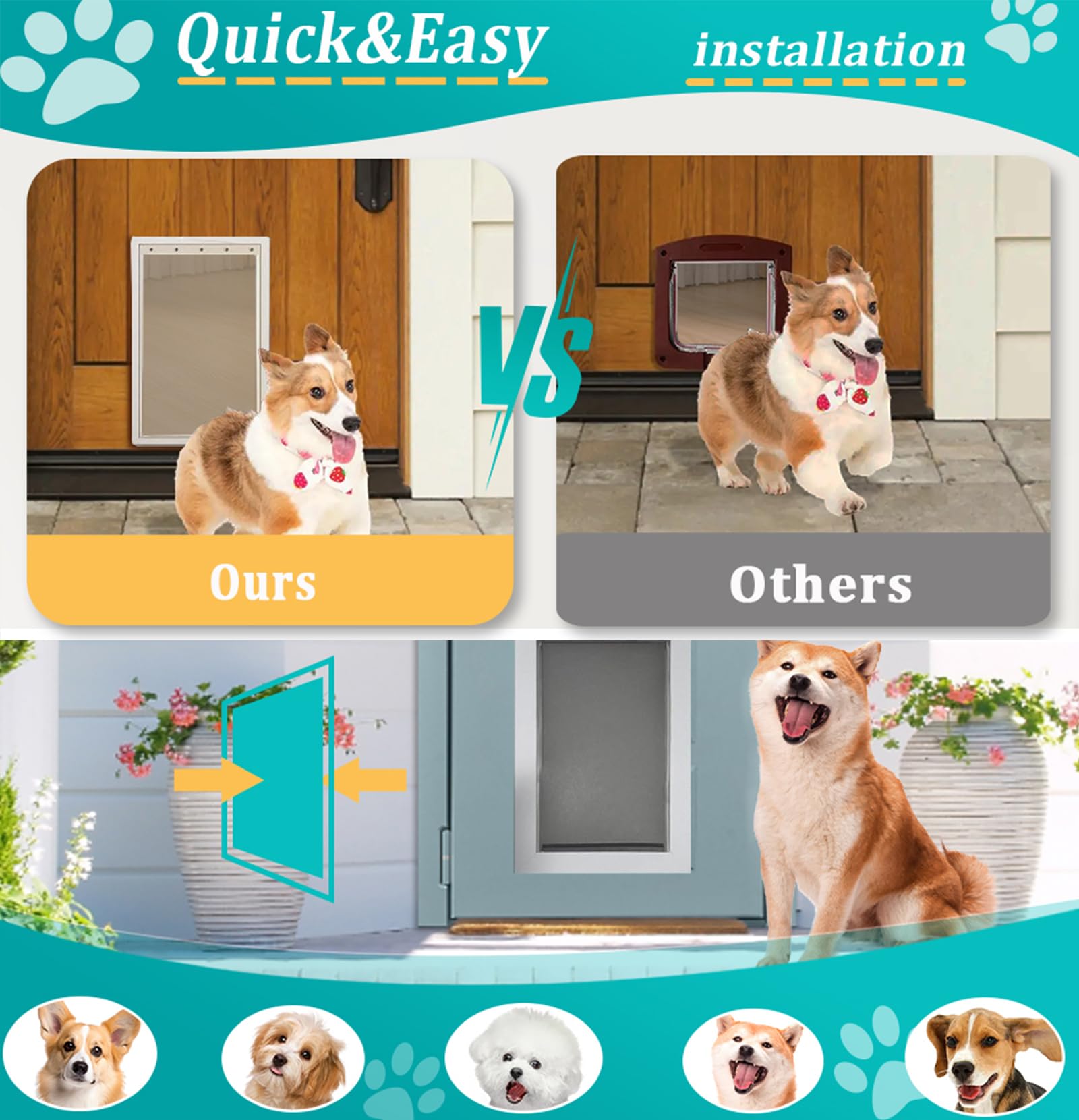 2 Pack Pac11-11039 Pet Door Replacement Flaps For Dog And Cat, Doggie Replacement Flap Doors Parts Compatible With Pet-Safes Fre