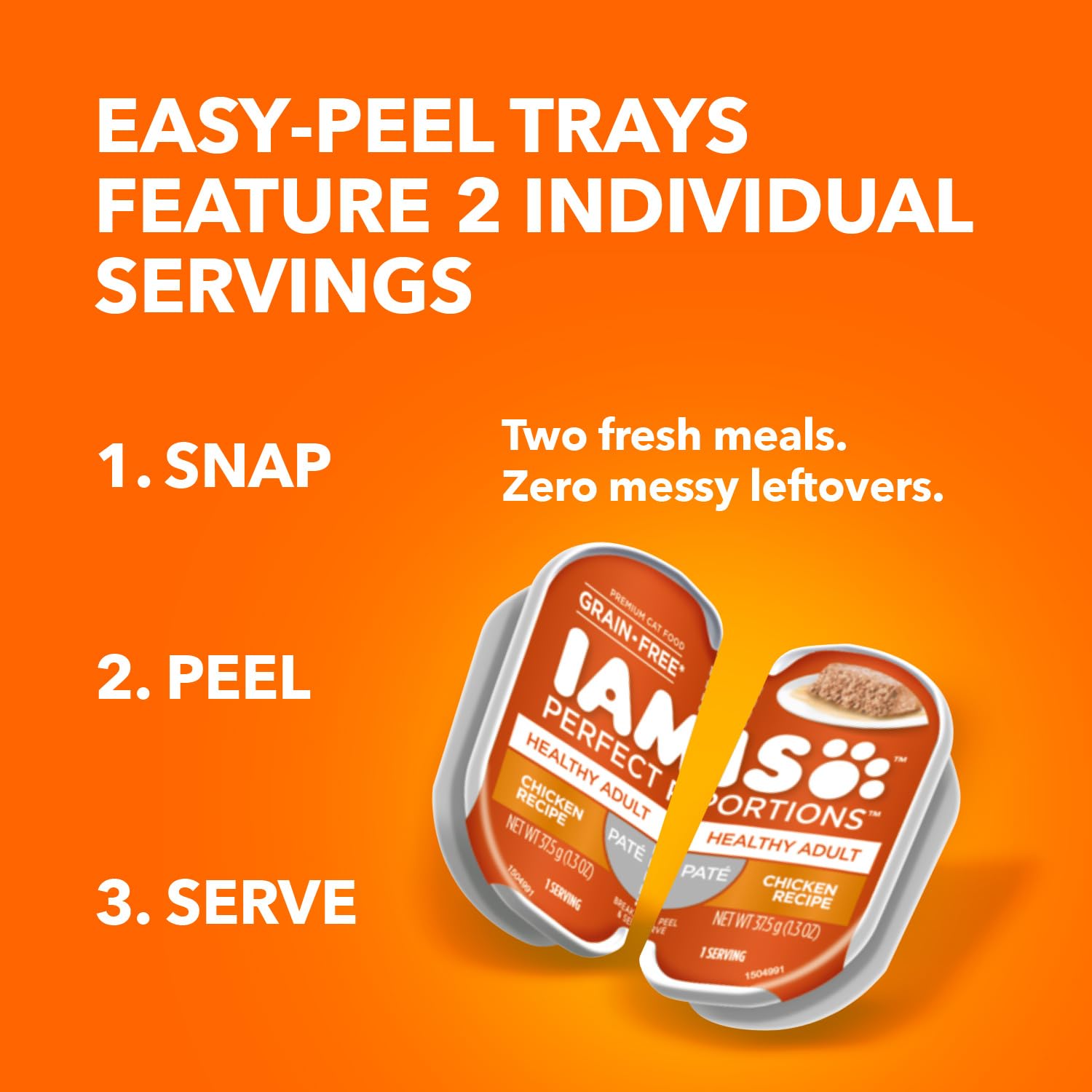 IAMS Perfect Portions Healthy Adult Wet Cat Food with Chicken and Tuna Recipe Variety Pack, Easy Peel Twin-Pack Trays, Pack of 2