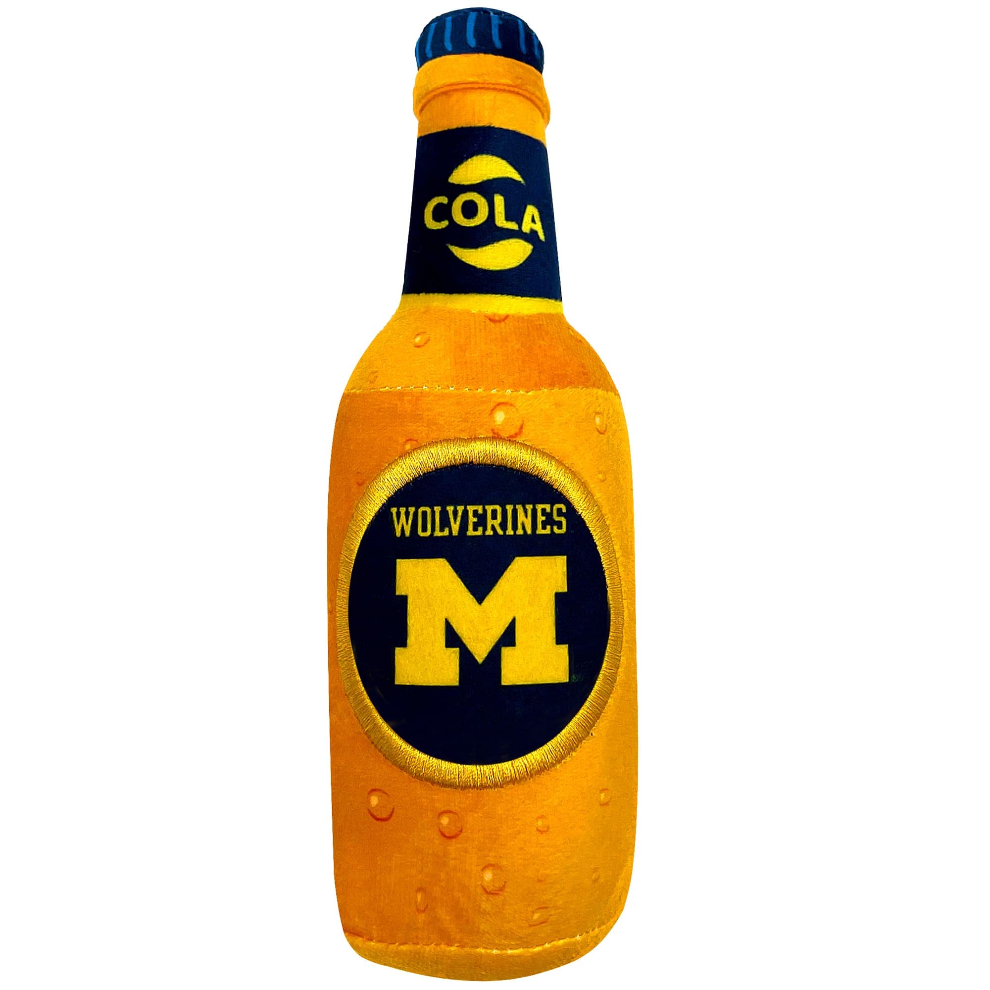 Ncaa Michigan Wolverines Beer Bottle Plush Dog & Cat Squeak Toy- Cutest Stadium Soda Bottle Snack Plush Toy For Dogs & Cats With
