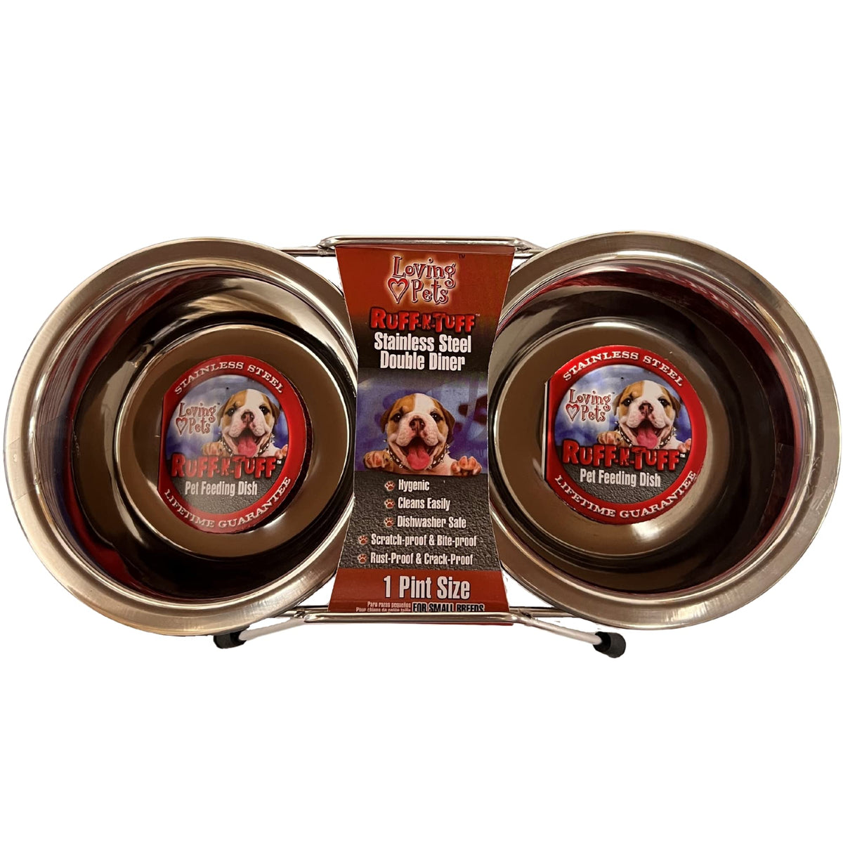 Loving Pets Double Diner Dog Bowl, 1-Pint