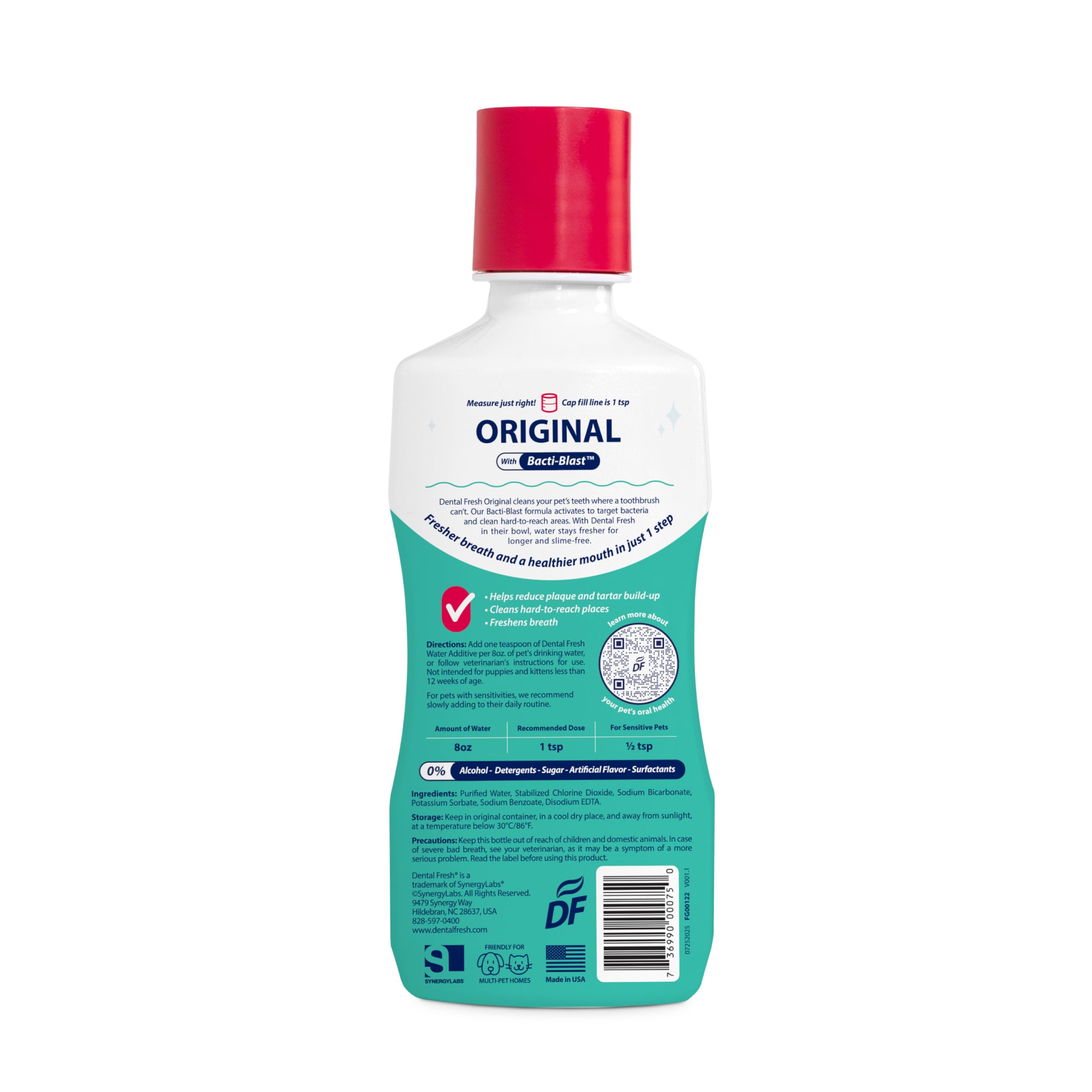 Dental Fresh Water Additive for Dogs and Cats, Clean Teeth and Fresh Breath, Daily Pet Oral Care, Flavorless, 8 fl oz