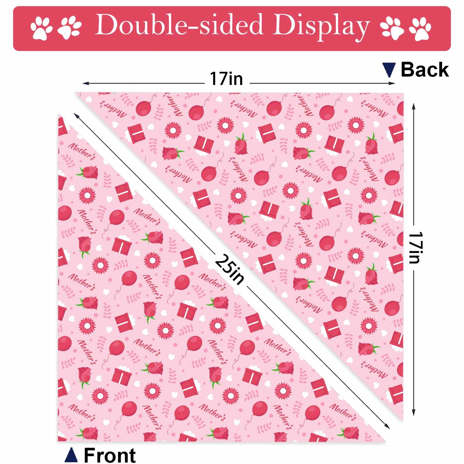 Mothers Day Dog Bandanas 2 Pack, Reversible I Love My Mom Pet Scarf For Boy And Girl, Valentines Day Bandana For Small Medium La