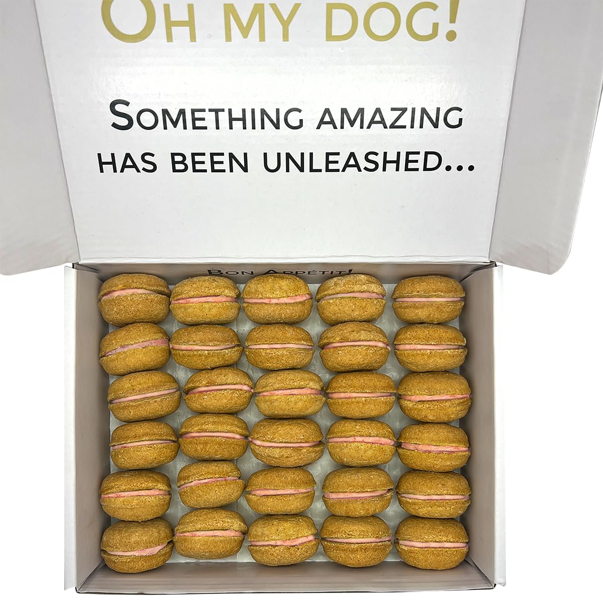 Bonne et Filou Dog Treats Pumpkin Cupcakes - Gourmet Macaron Cakes, 40 Count Bulk Pack - Healthy & Delicious Human Grade Snacks