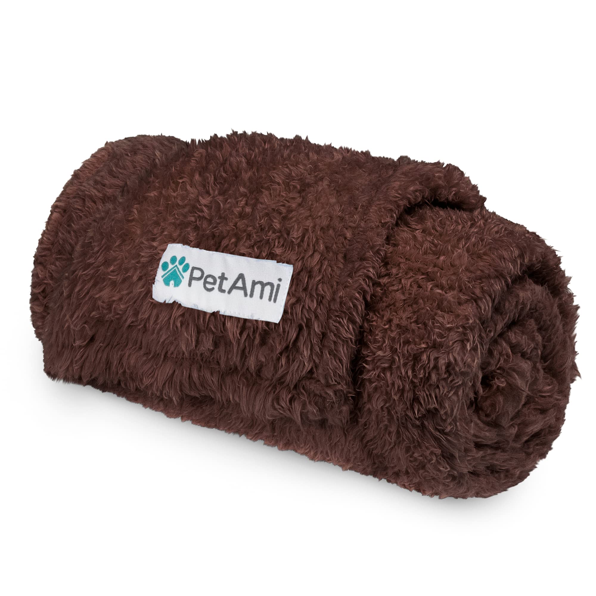 Petami Fluffy Dog Blanket For Medium Large Dog, Pet Blanket For Bed, Sherpa Furniture Couch Cover Protector, Soft Fleece Cat Sofa Throw, Shag Plush Reversible Washable For Puppy Kitten, Brown 40X60