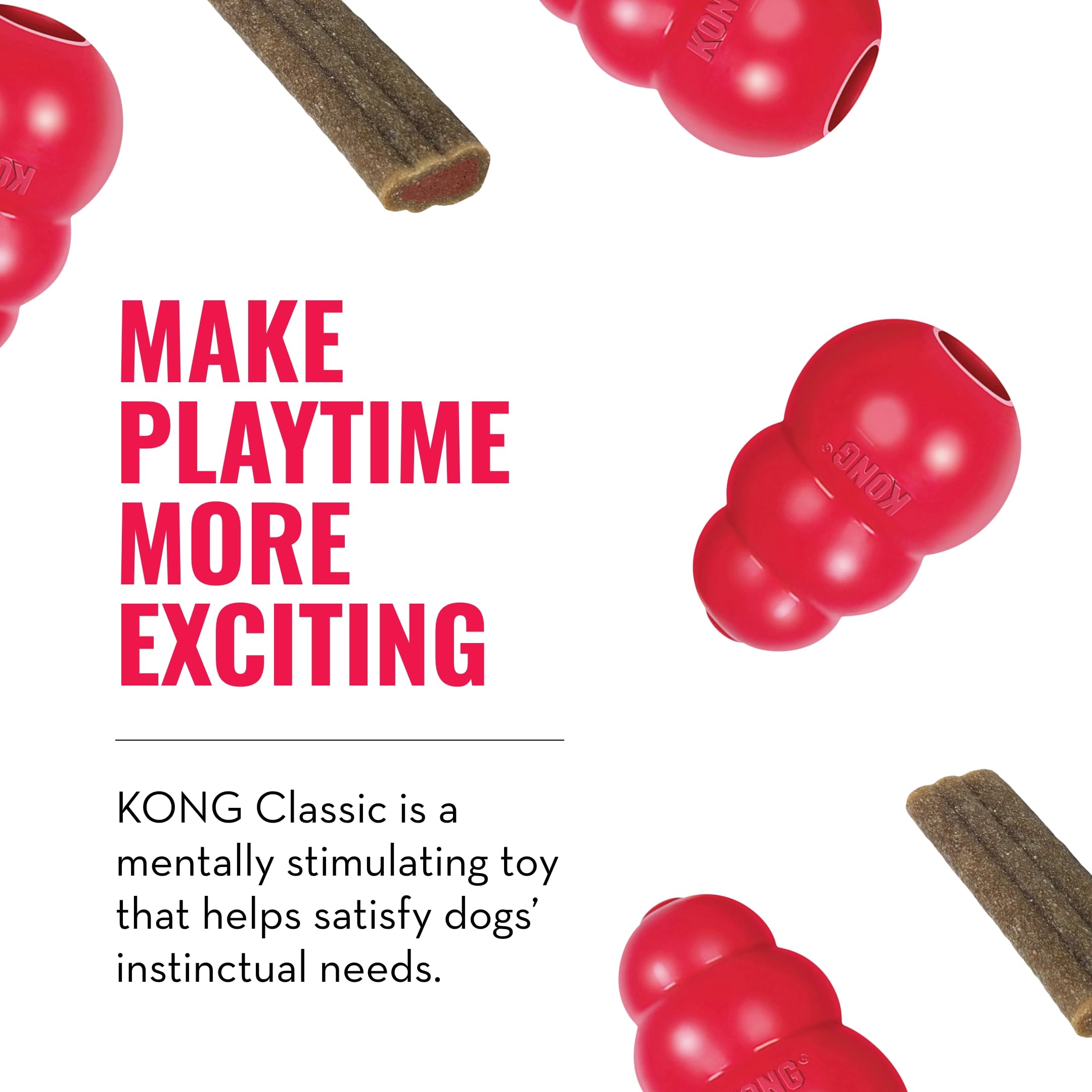 KONG Classic Toy & Ziggies Treats Combo Pack - Durable Chew Toy for Dogs - with Ziggies Chicken-Flavored Treats - Dog Accessorie