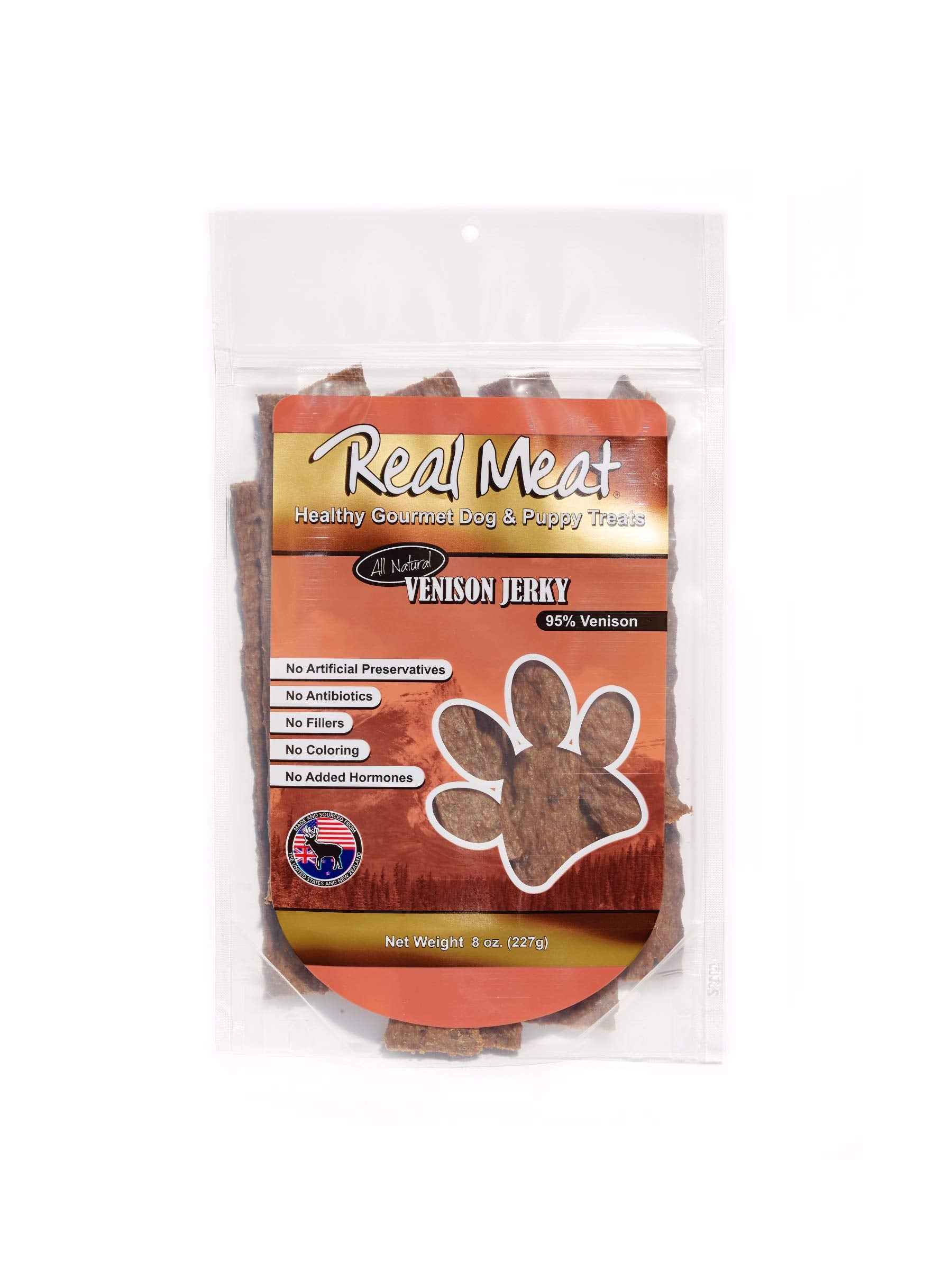 TRMC Real Meat Air-Dried Jerky Treats - Free-Range Venison Stix, 8oz, All-Natural