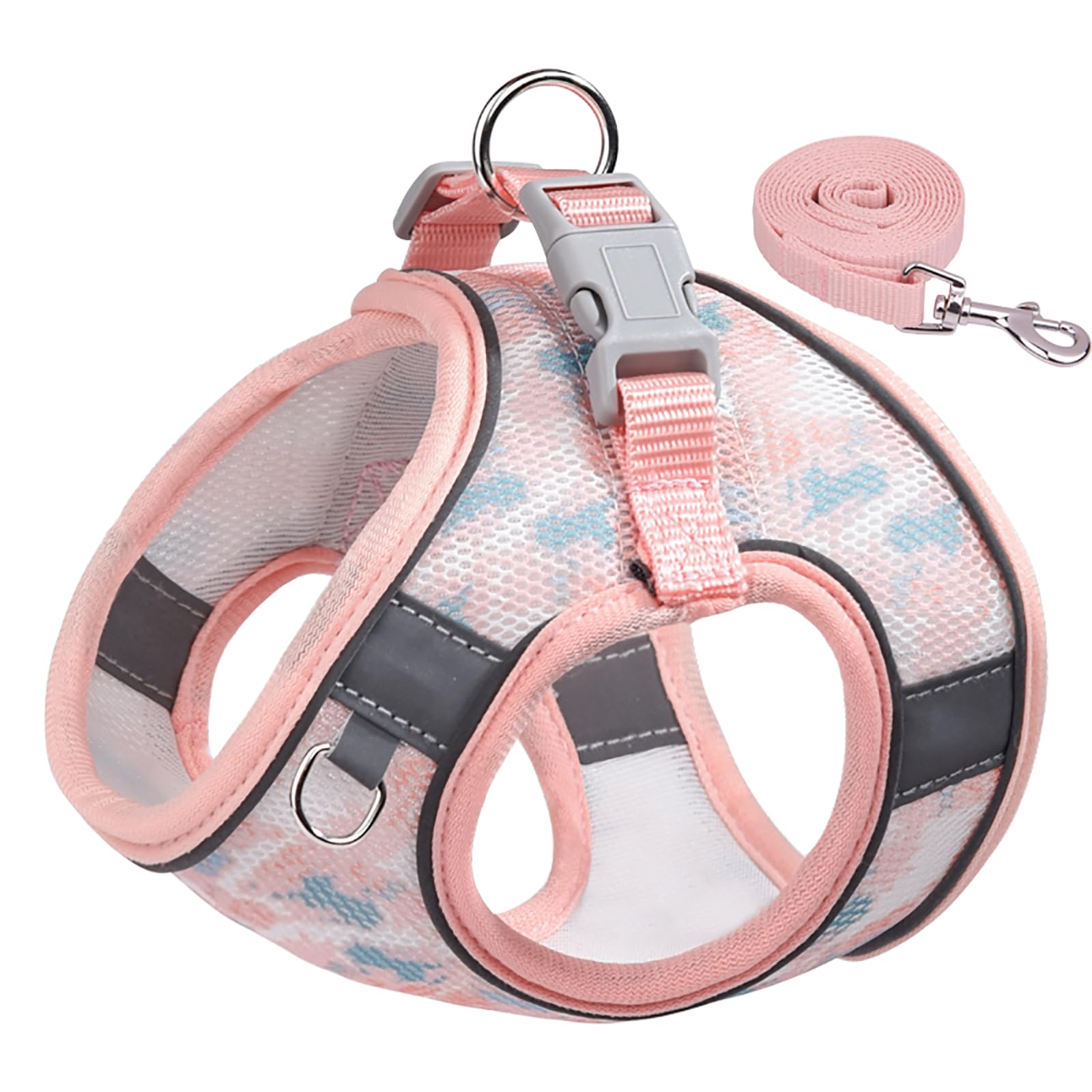Btdcfy Step-In Dog Harness And Leash Set - Breathable Air Mesh, Reflective, Escape Proof, No Choke, Lightweight Vest (Xxs, Pink-