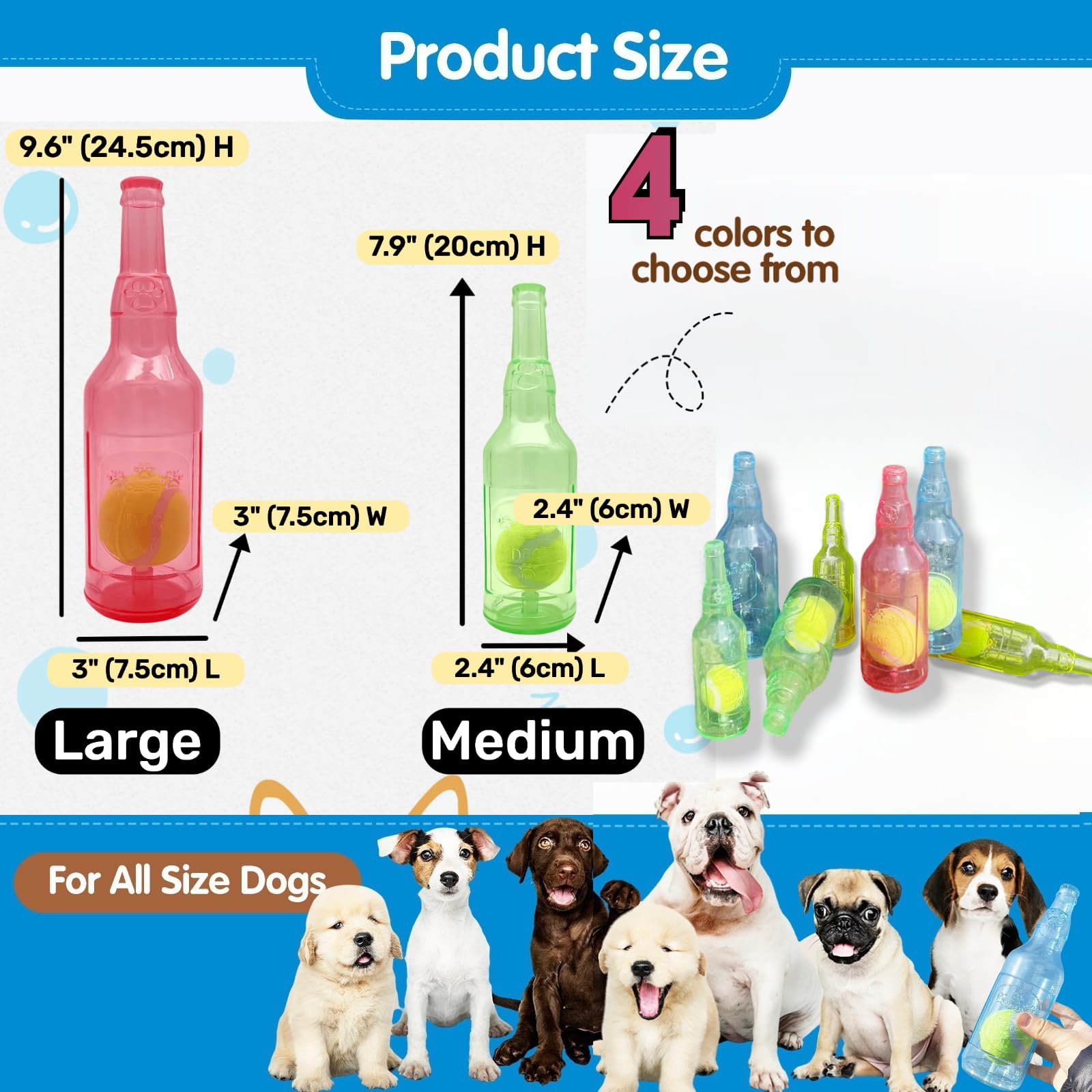 Jatmira Tennis Ball In Bottle Dog Toy [2025 New Upgrade] Reinforced And Thickened Rubber Bottle Dog Chew Toy With Ball Squeaky F