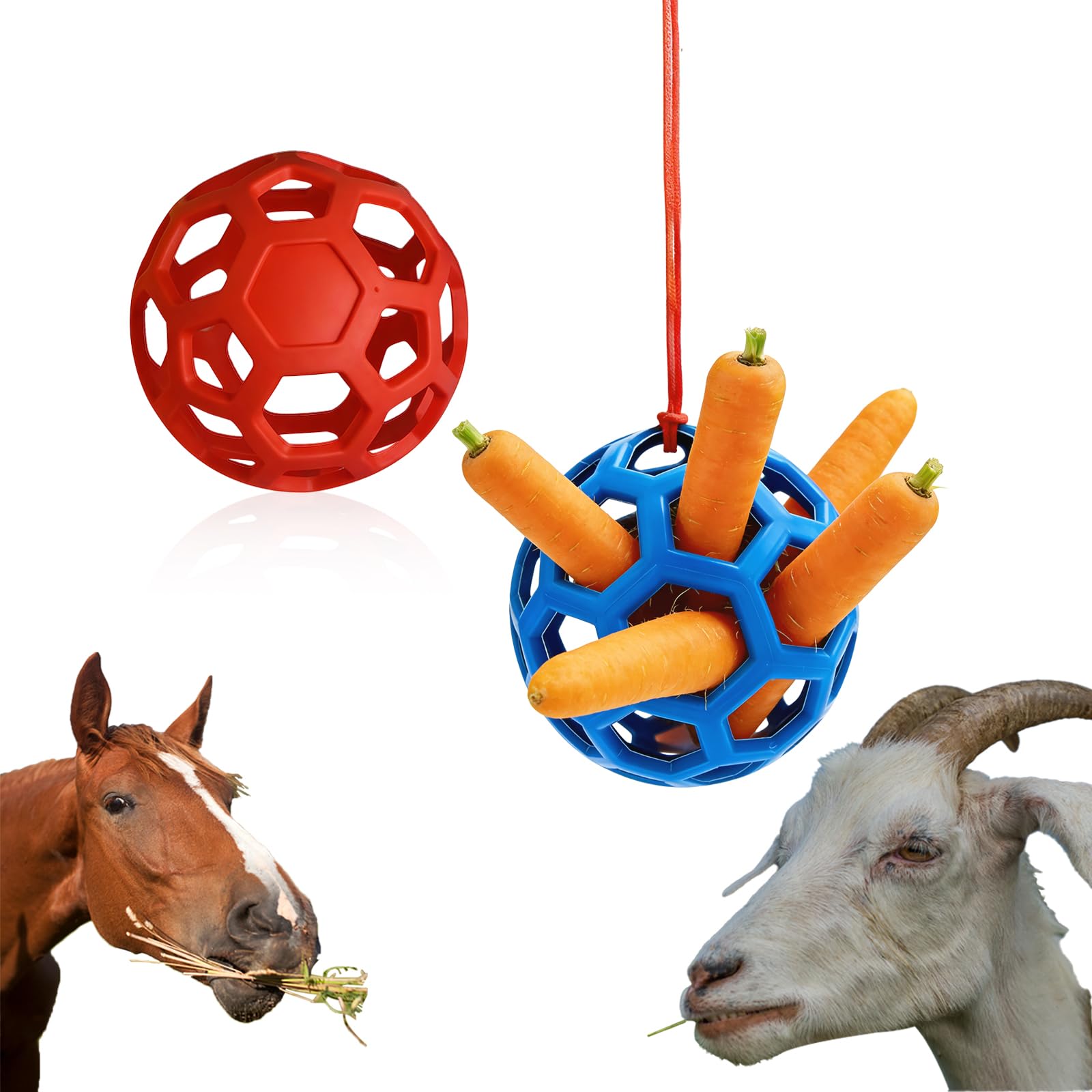 Mtuiewo 2 Pcs Novelty Hay Ball for Horses to Play with and Relieve Stress, Bright Color Hay Balls for Goats to Avoid Boredom