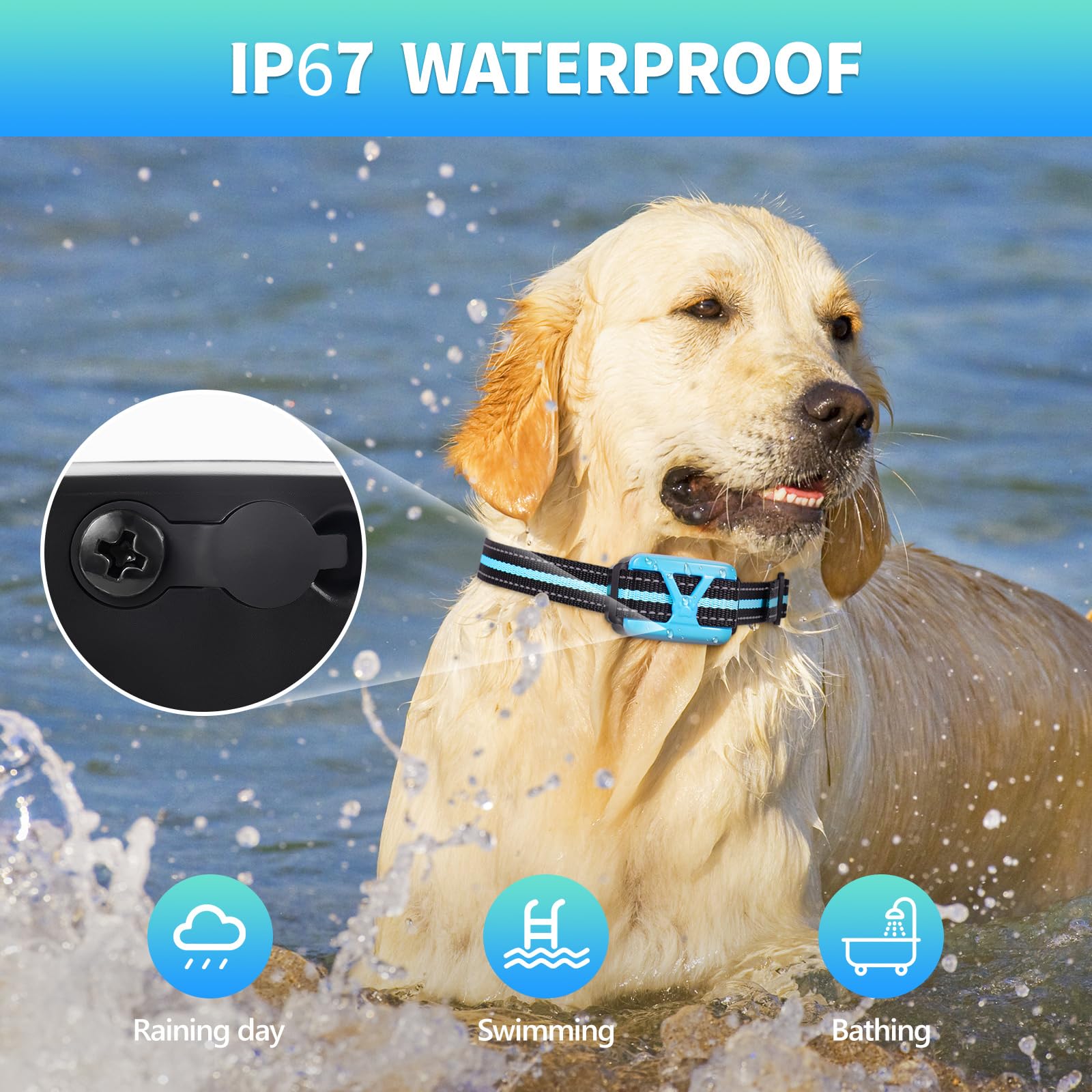 Dog Training Collar, Shock Collar With Remote For Large Medium Small Dogs, Rechargeable Electric Dog Training Collar Ip67 Waterp