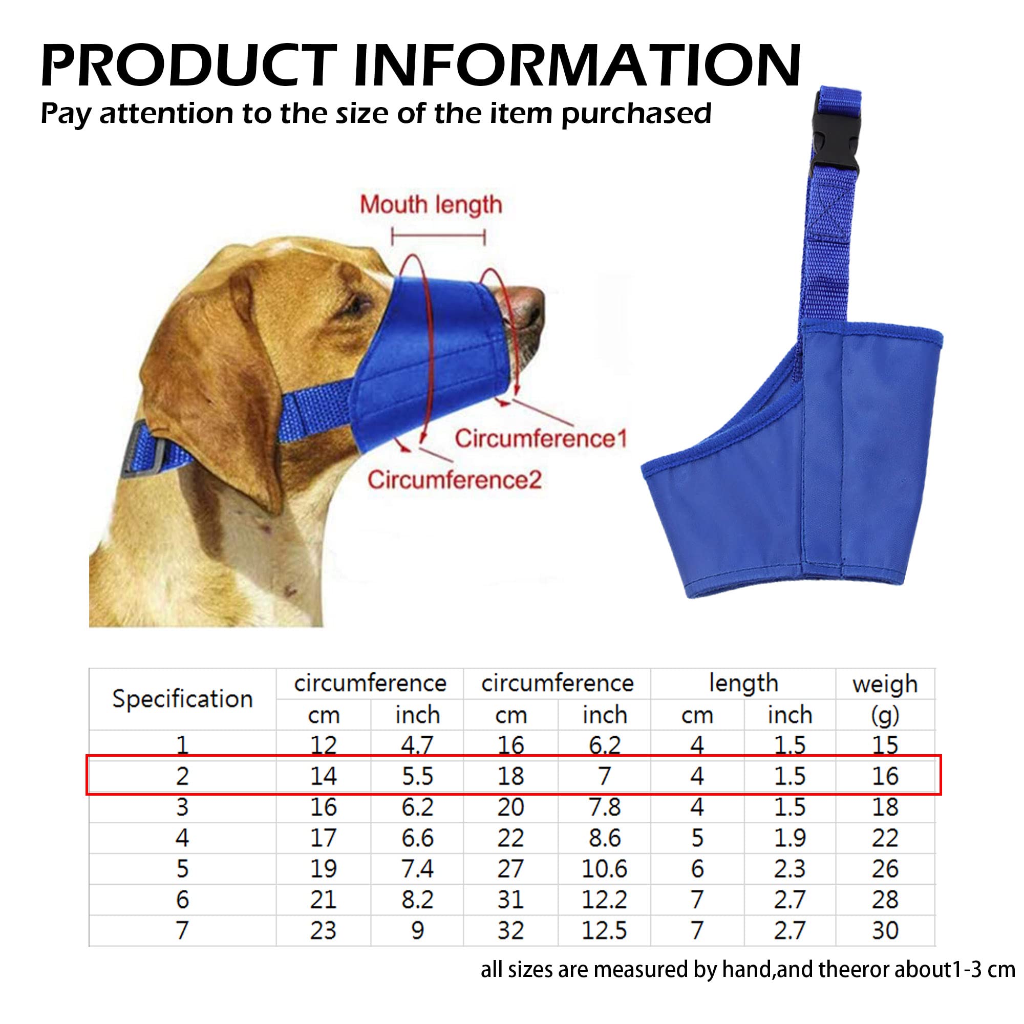 Parts Express Soft Anti-Biting Barking Chewing Muzzle, Breathable Waterproof Adjustable Muzzle For Small Medium Dogs, Blue (S)