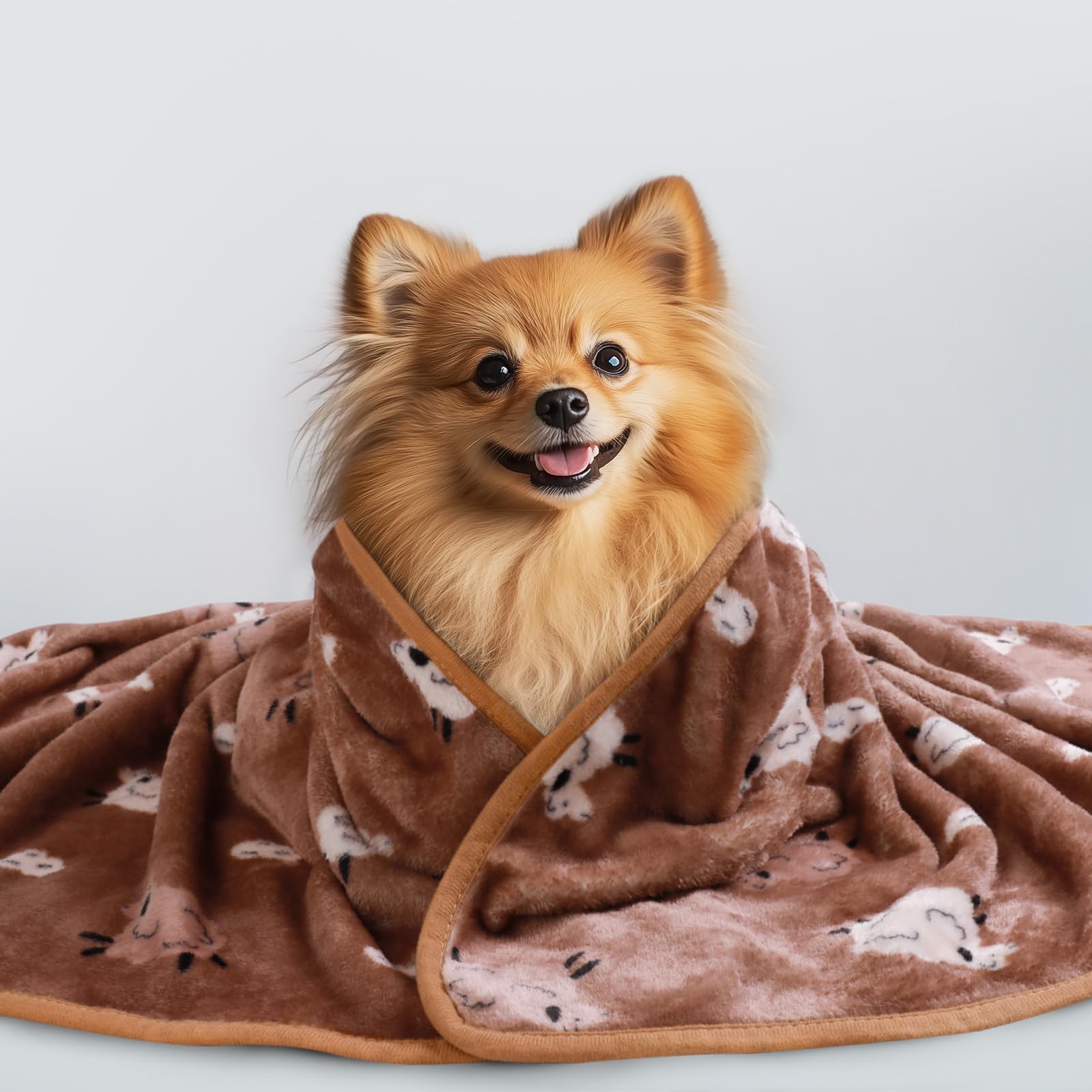 1 Pack 3 Blankets Super Soft Fluffy Premium Cute Elephant Pattern Pet Blanket Flannel Throw for Dog Puppy Cat Brown/Yellow/Blue