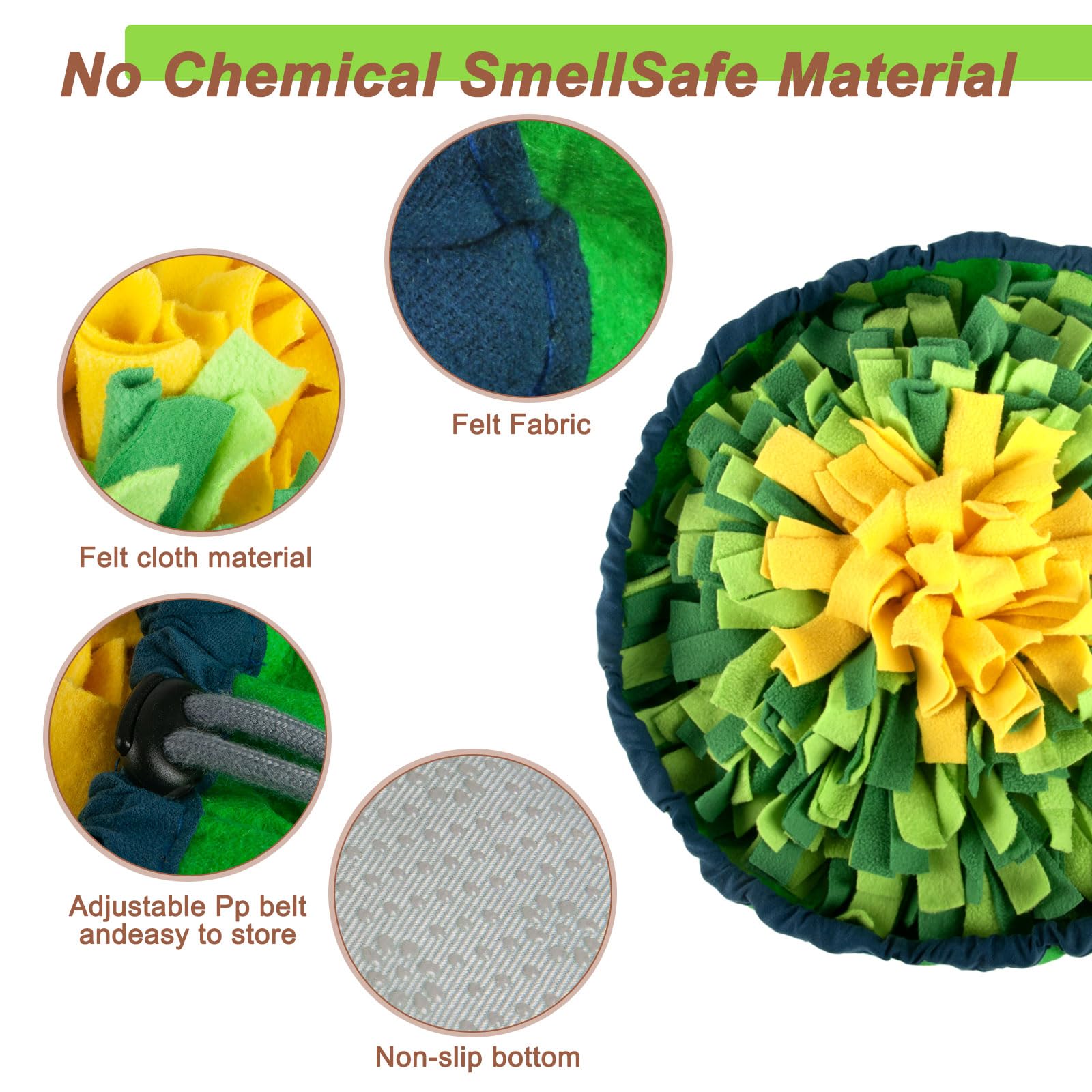 Snuffle Mat For Dogs Sniffing Feeding Mat,Dog Snuffle Mat Slow Feeding Bowl Dog Anti-Slip Nose,Adjustable Dog Digging Toys Encou