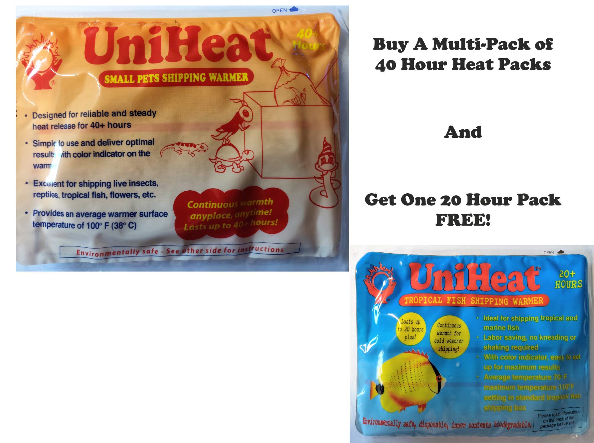 Uniheat Shipping Warmer 40+ Hours, 12 Pack + Free Bonus!! Buy A 40 Hour 12 Pack & Get One 20 Hour For Free! 40+ Hour Warmth For Shipping Live Corals, Small Pets, Fish, Insects, Reptiles, Etc.