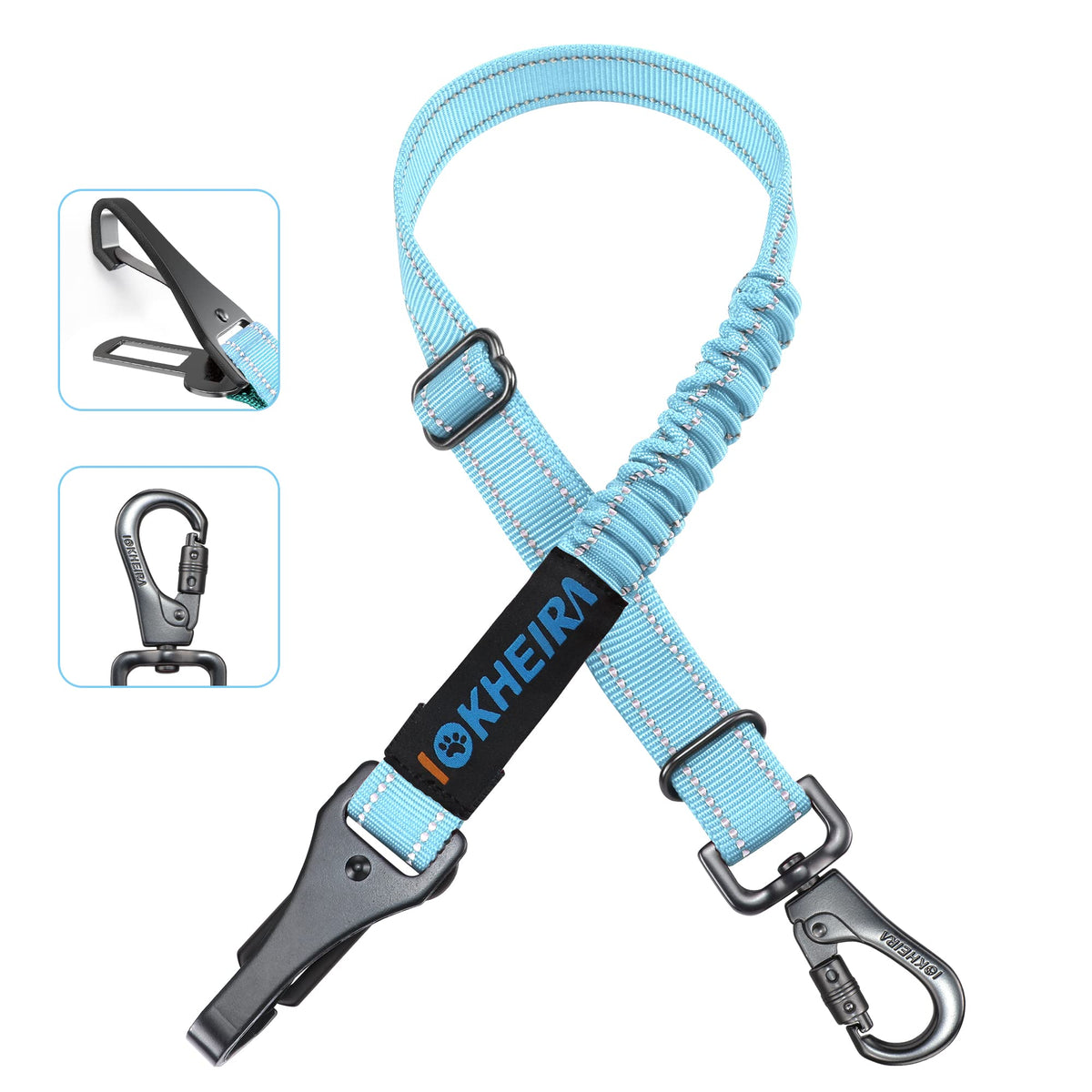 Dog Seat Belt 3-In-1 Car Harness For Dogs Adjustable Safety Seatbelt For Car Durable Nylon Reflective Bungee Fabric Tether With 
