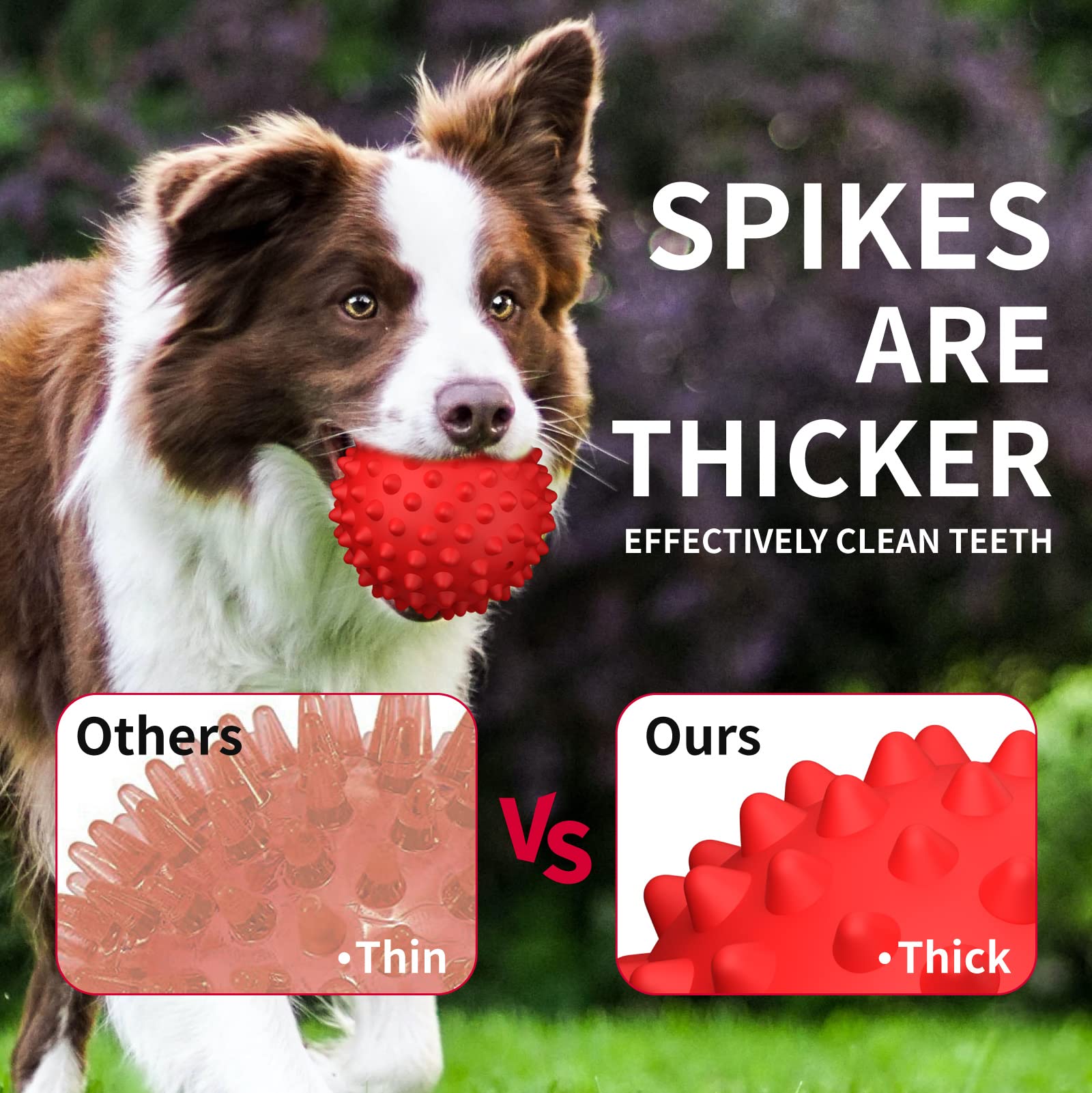 Apasiri Dog Balls Squeaky Dog Toys For Large Dogs, Dog Toys For Aggressive Chewers, Tough Spiky Dog Ball, Floatable Rubber Pet T