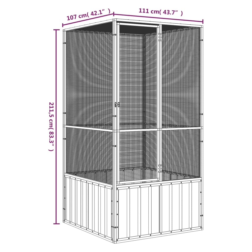 vidaXL Bird Cage - Large, Secure & Ventilated Aviary, Galvanized Steel Construction, Anthracite, Perfect for Playing, Exercising and Training Birds