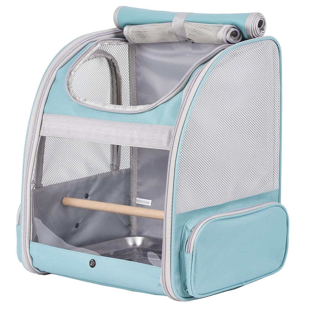 Orizzp Bird Backpack Carrier With Stand Perch, Bird Travel Backpack For Hiking, Airline Approved Green Bird Backpack