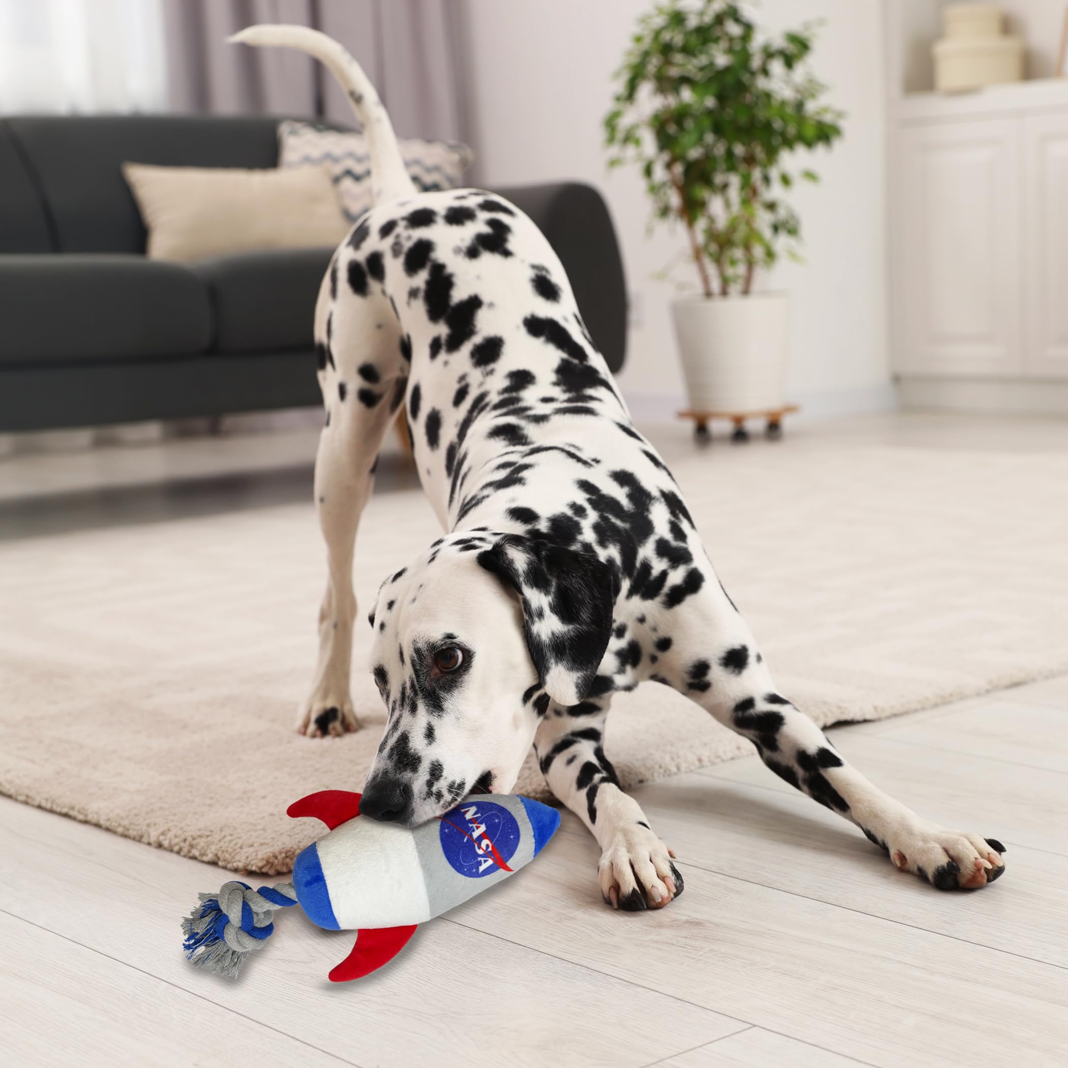 Pets First Nasa Rocket Rope Dog Toy, Rocketship Toy For Dogs And Cats With Nasa Logo And Design