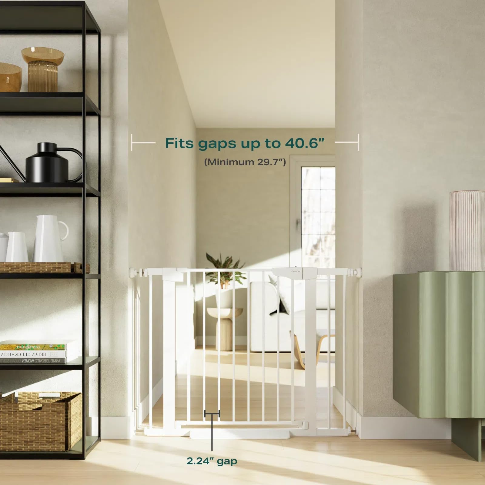 Cumbor 2 Pack 29.7-40.6' Baby Gate For Stairs, Mom'S Choice Awards Winner-Dog Gate For Doorways, Pressure Mounted Self Closing Pet Gates For Dogs Indoor, Safety Child Gate With Easy Walk Thru Door