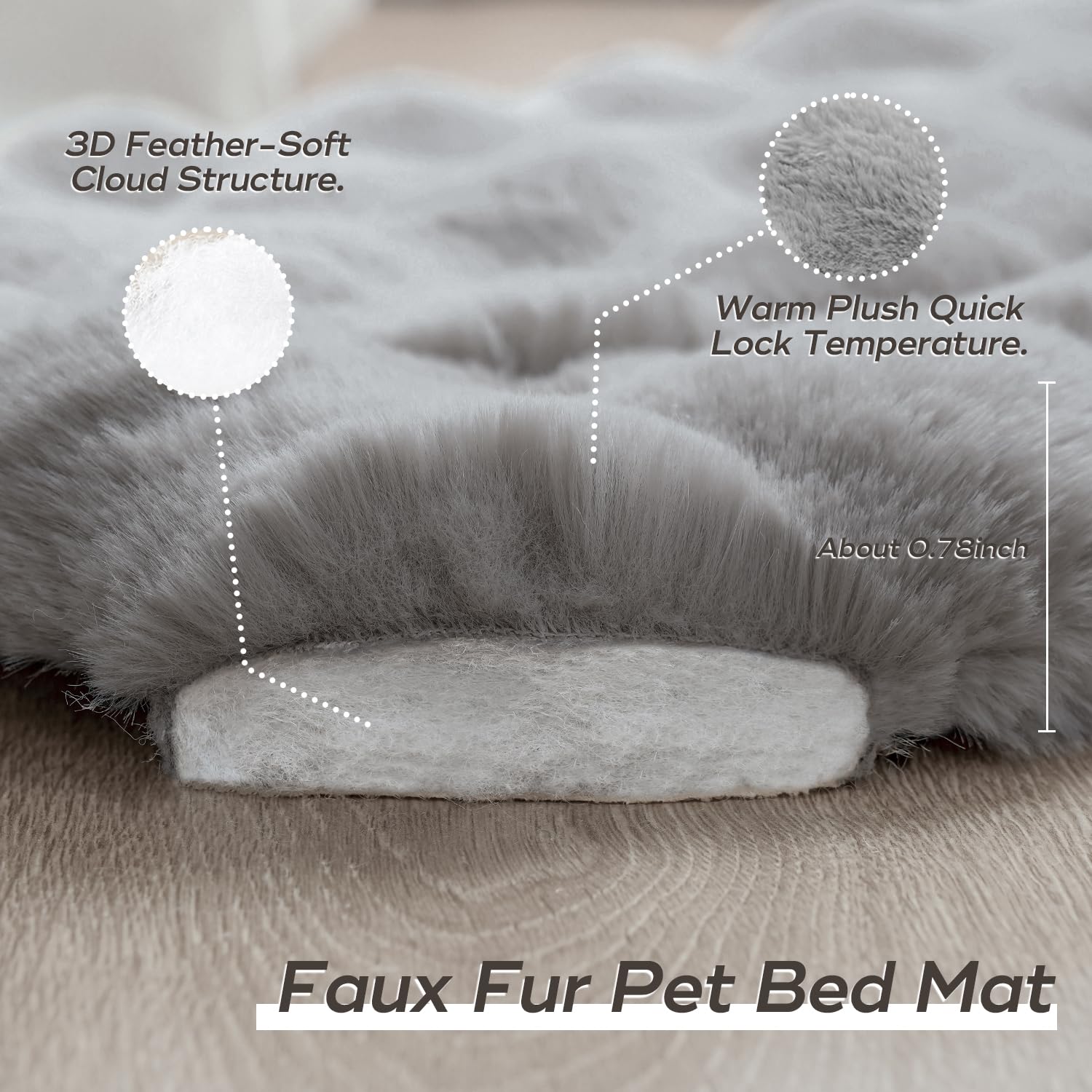 Somahe Dog Beds Mat Cute Cat Beds For Indoor Cats Faux Fur Pet Pad With Non-Slip Bottom Plush Kitten Bed For Carriers/Sofa Puppy