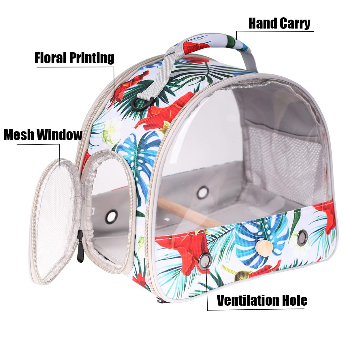 Orizzp Portable Small Bird Travel Carrier Cage With Stand Perch, Bird Carrier To Carry Parakeet Budgies Parrot Cockatiel Conure