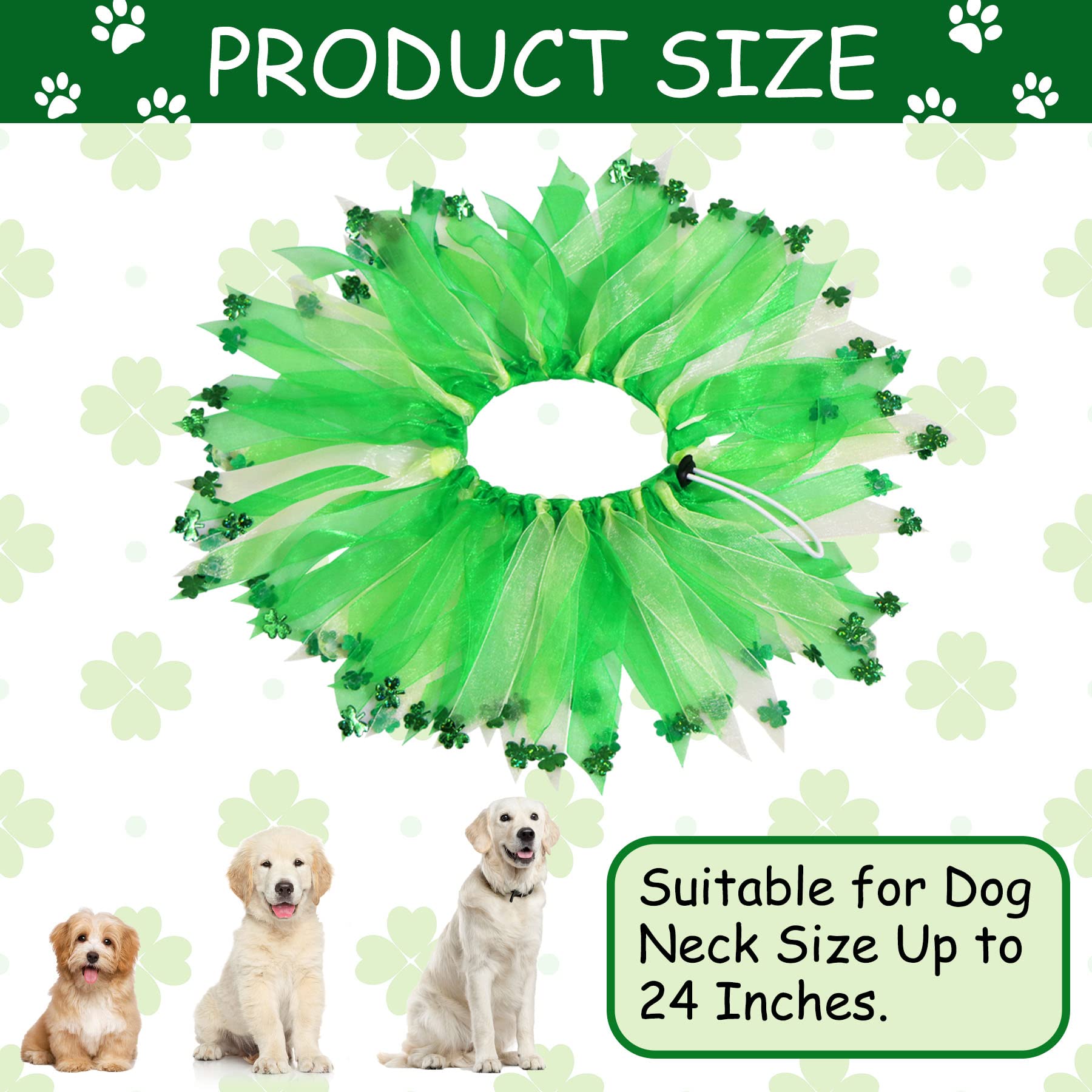 GOYOSWA St. Patrick's Day Outfit, Costume Shamrock Headband , Collar,Clothes for Small Medium Large Dogs