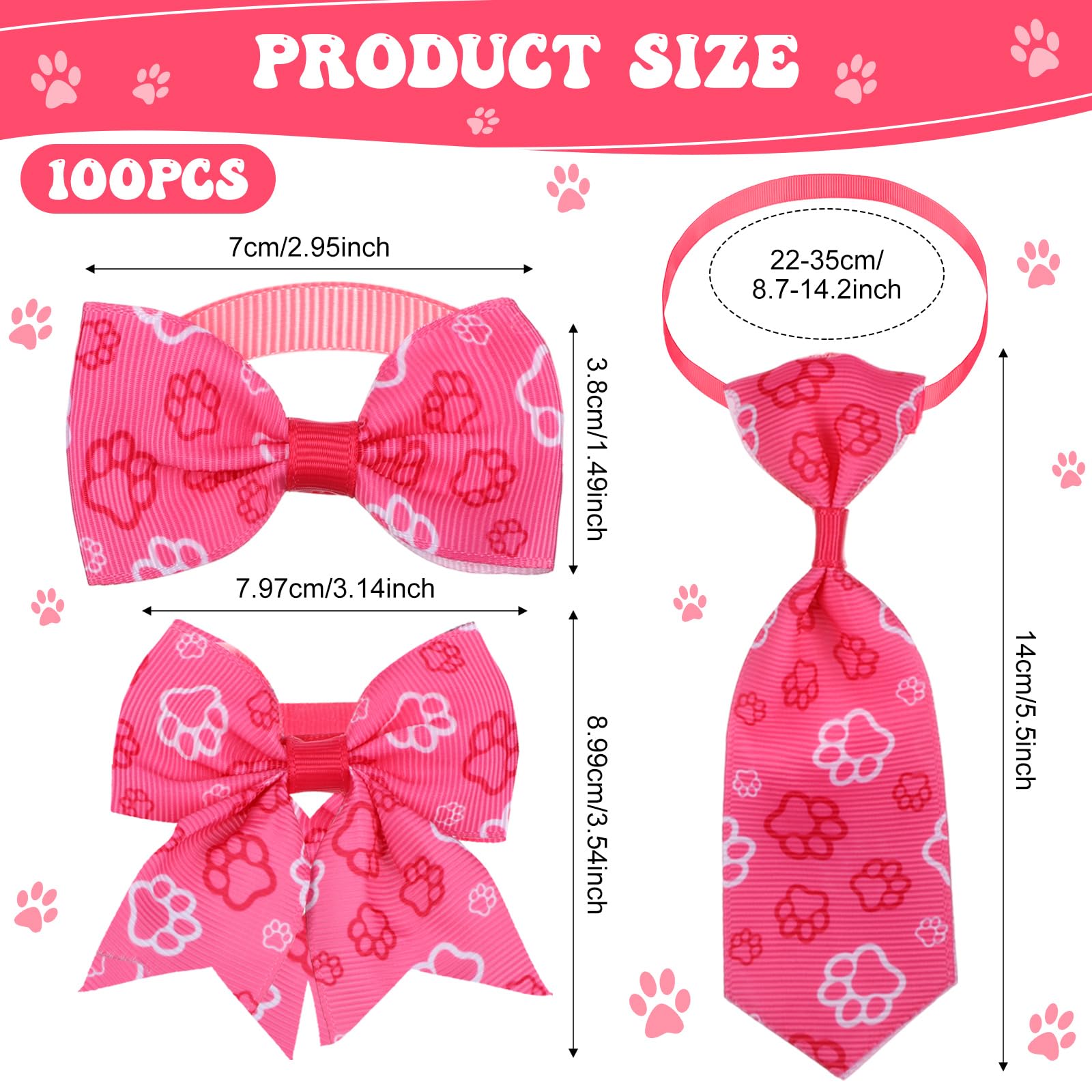 Reginary 100 Pieces Dog Bow Tie Collar Set Include 40 Dog Neckties, and 30 Puppy Bowties, 30 Collar Flowers, Adjustable Pet Ties