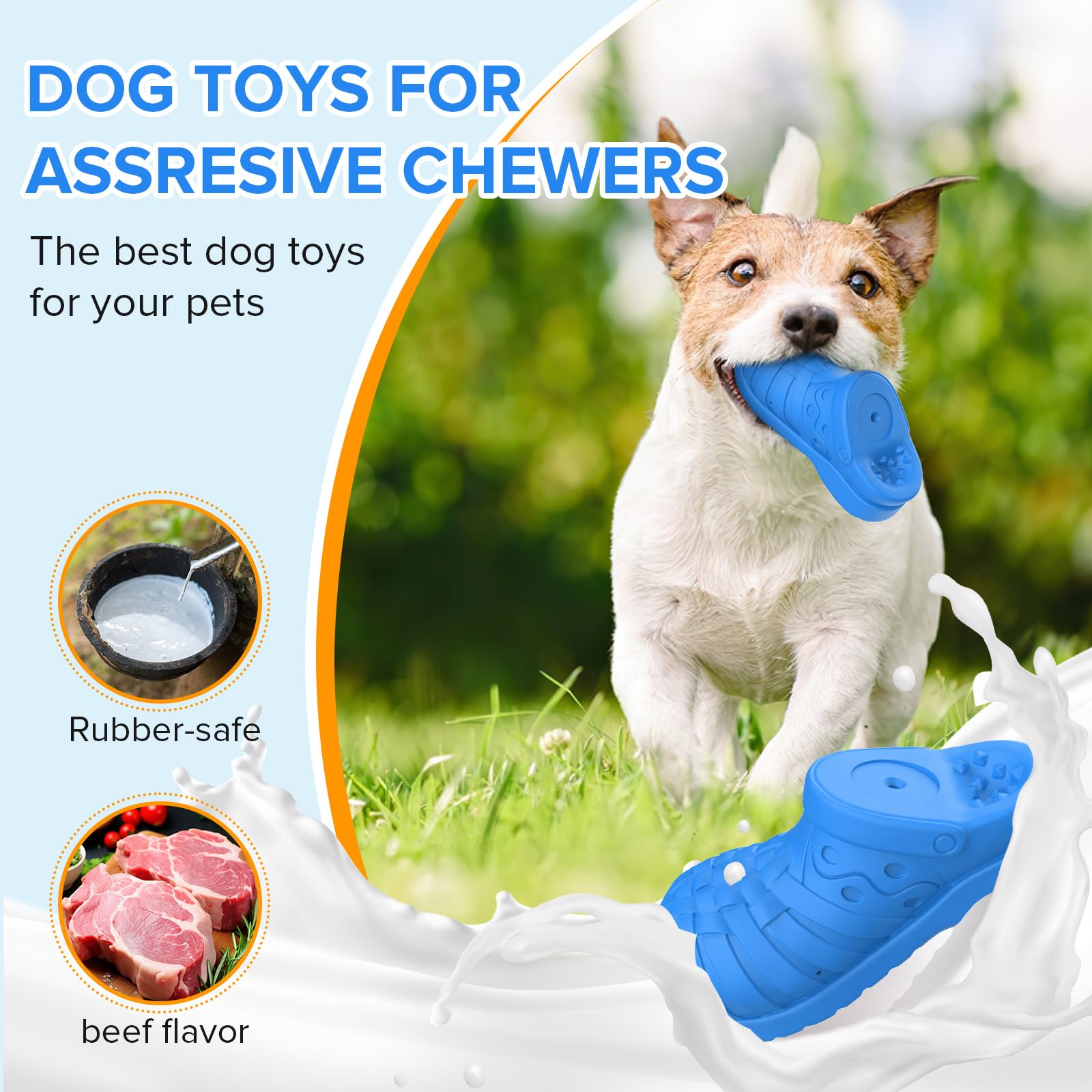 Dog Toys For Aggressive Chewers, Indestructible Dog Toys For Large Dogs, Dog Toy To Keep Them Busy,Tough Natural Rubber Interact