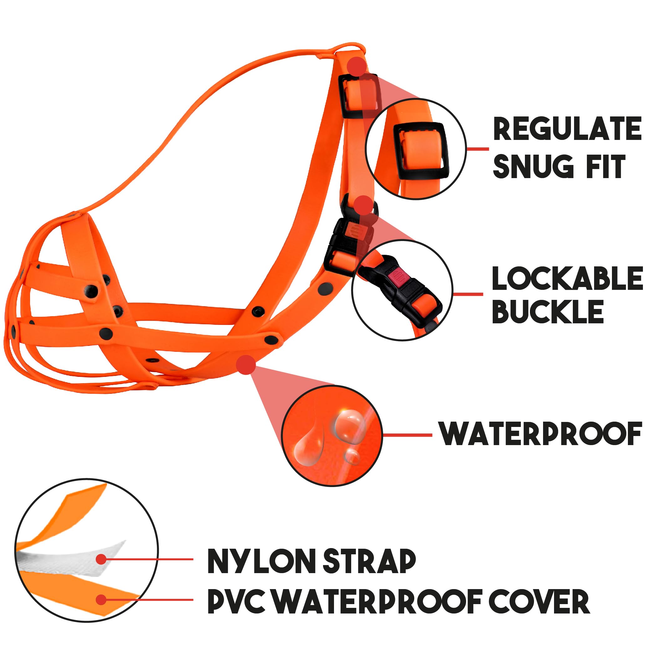 Bronzedog French Bulldog Muzzle Short Snout Dog Mask Prevent Biting For Small Dogs (Orange)