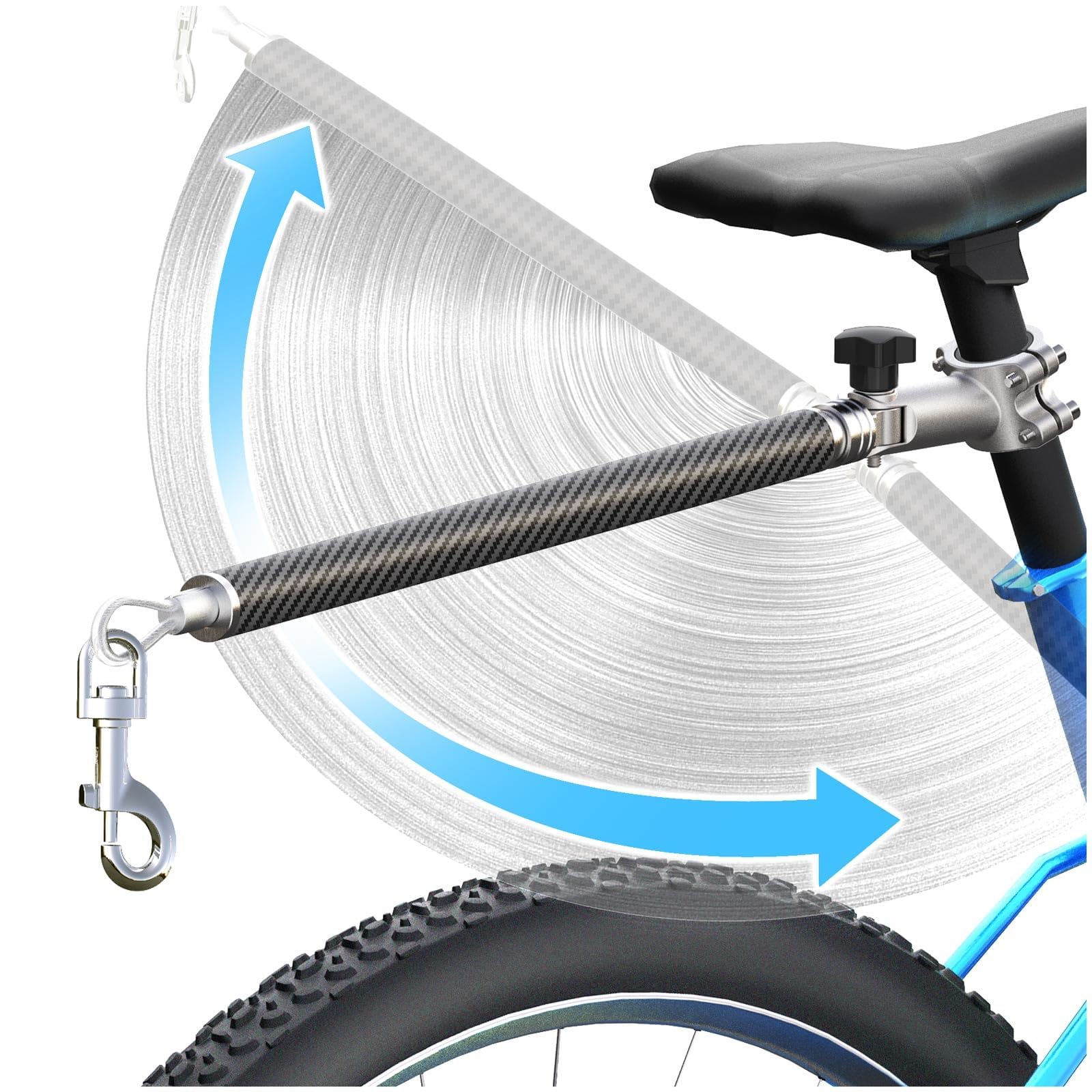 Hands-Free Bicycle Dog Leash for Cycling - 180 Rotating or Fixed Quick-Attach System, Built-in Shock-Absorbing Spring, Anti-Pull