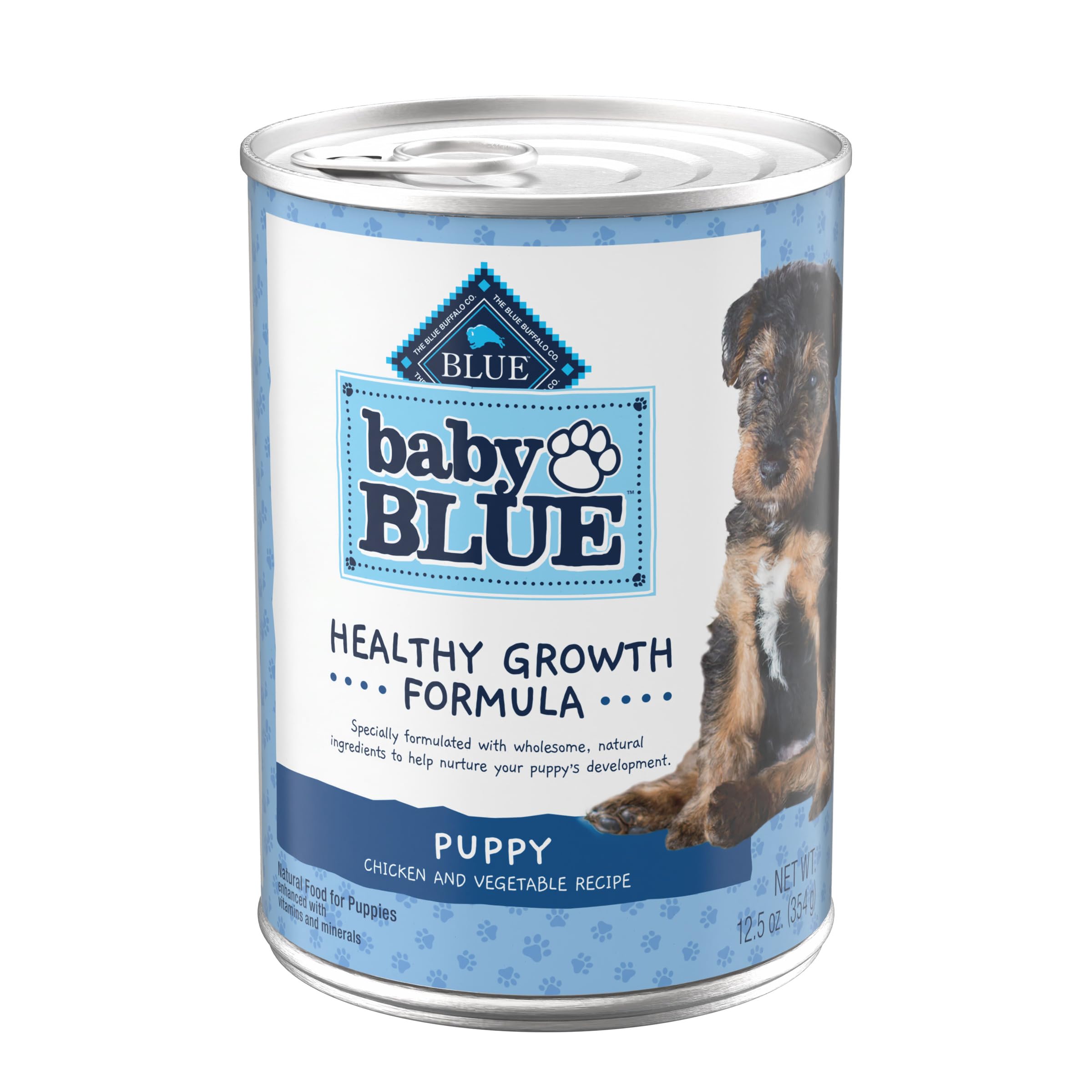 Blue Buffalo Baby BLUE Natural Puppy Wet Dog Food, Healthy Growth Formula with DHA, Chicken and Vegetable Recipe, 12.5-oz. Cans 