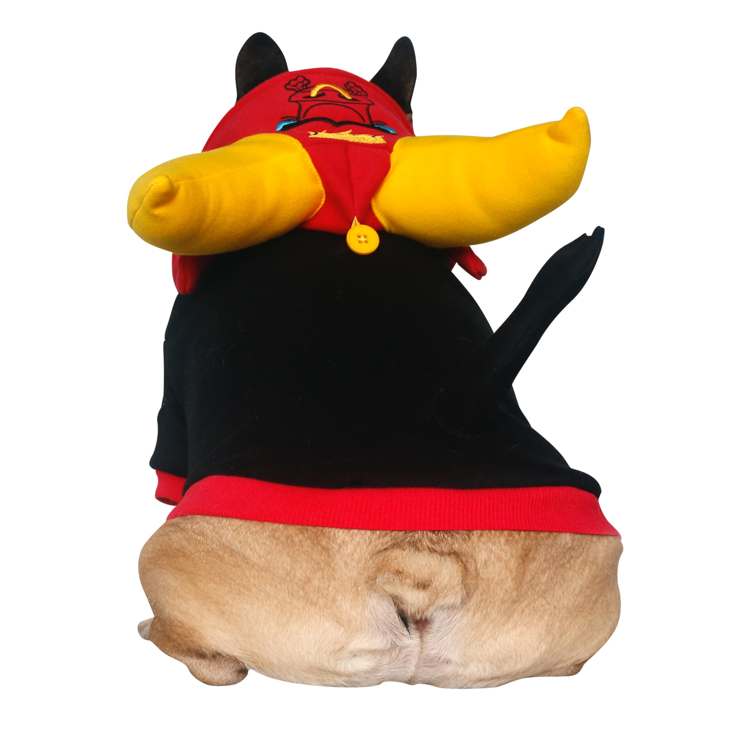 Ichoue Buffalo Horn Winter Coats Clothes Hoodies Costumes For French Bulldogs, Pugs, English Bulldogs, Keep Your Dogs Warm And Stylish. Add Fun To Your Pet? Wardrobe - Black Yellow, Xlarge