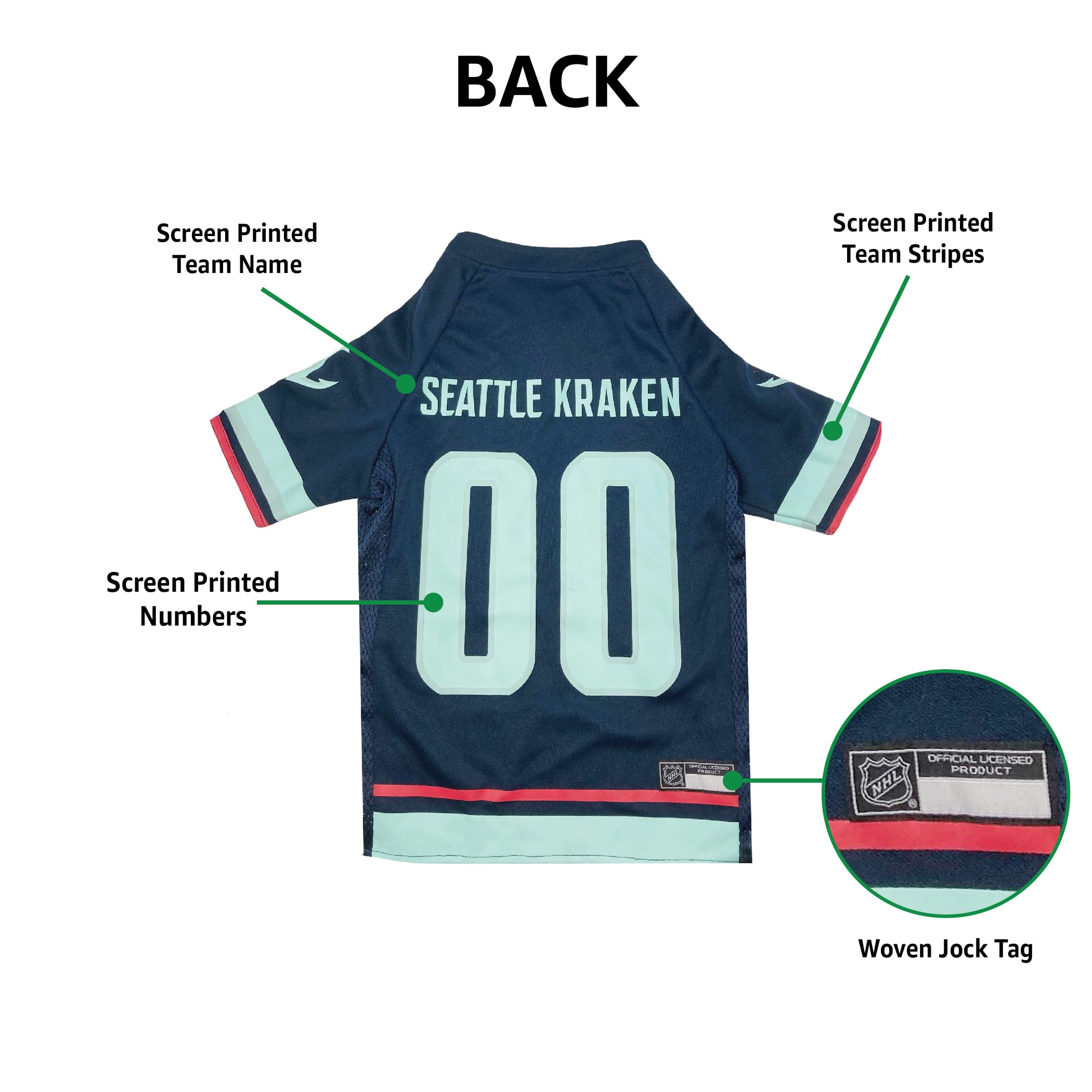 Pets First NHL Seattle Kraken Jersey for Dogs & Cats, Large