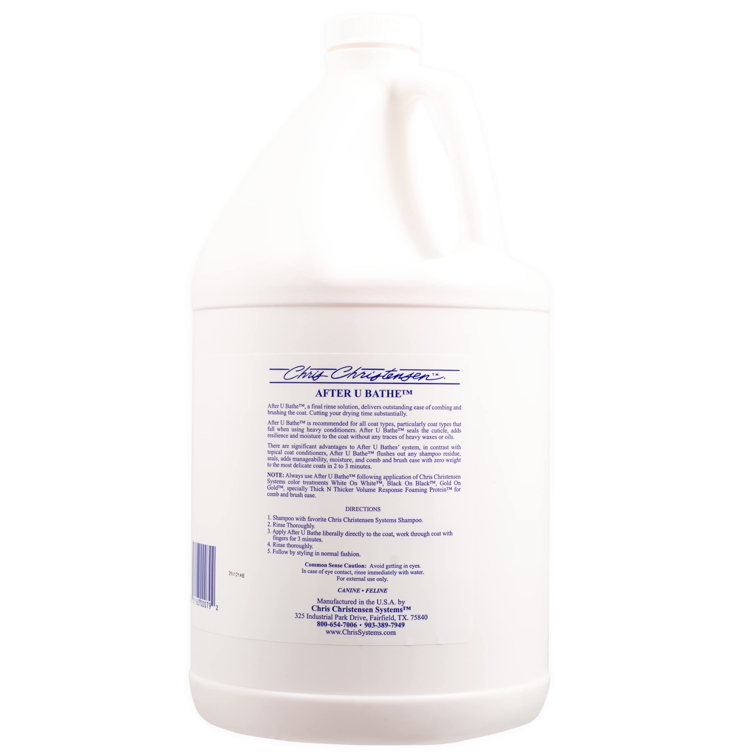 Chris Christensen After U Bathe Final Rinse Solution, 128 oz Gallon, Clear, Professional Grooming Formula, No Waxes/Oils, Made in USA