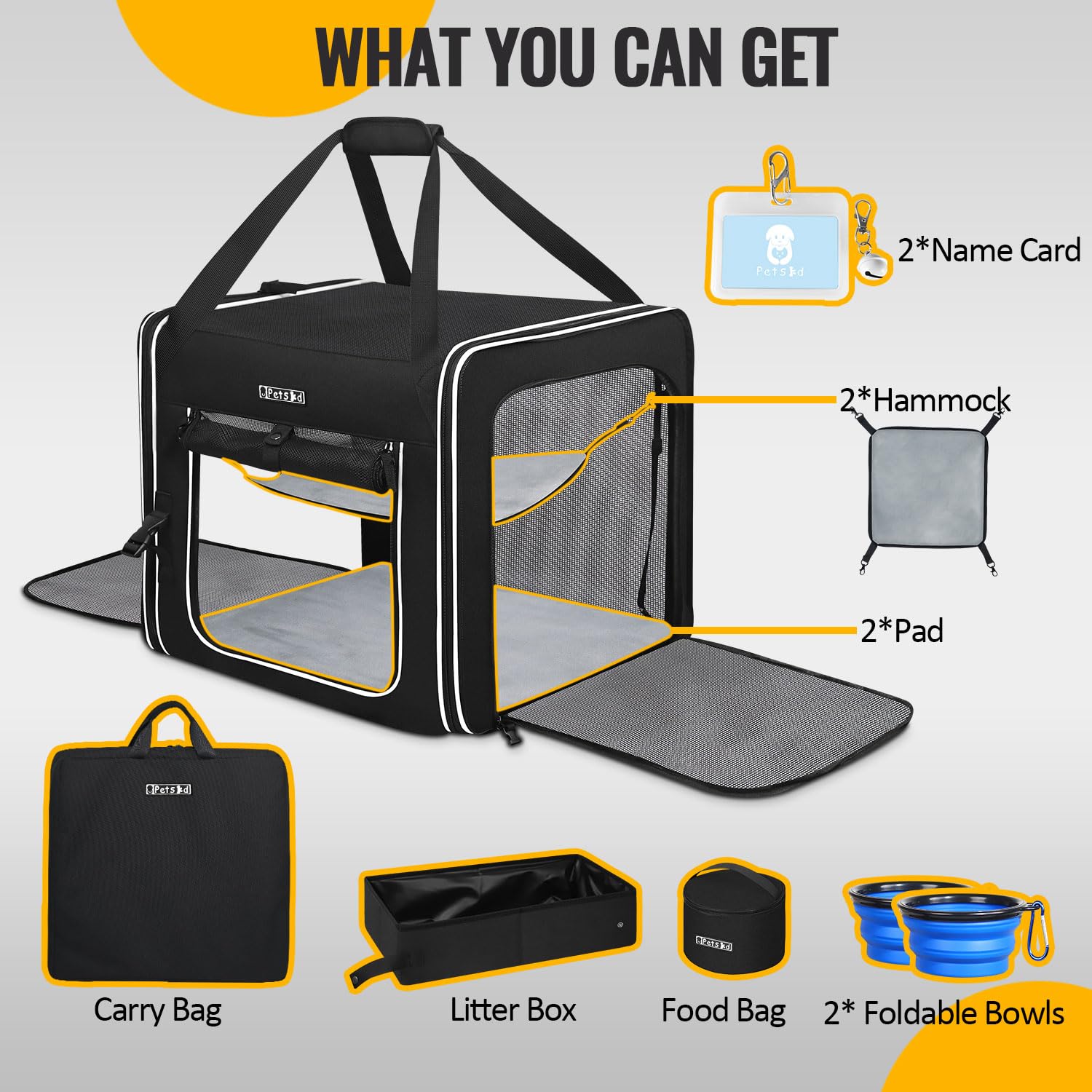 Petskd Portable Double Cat Carrier With Litter Box For Multiple Cats 2In1 Car Travel Carriers 36X17X17In Dual Large Cat Carrier