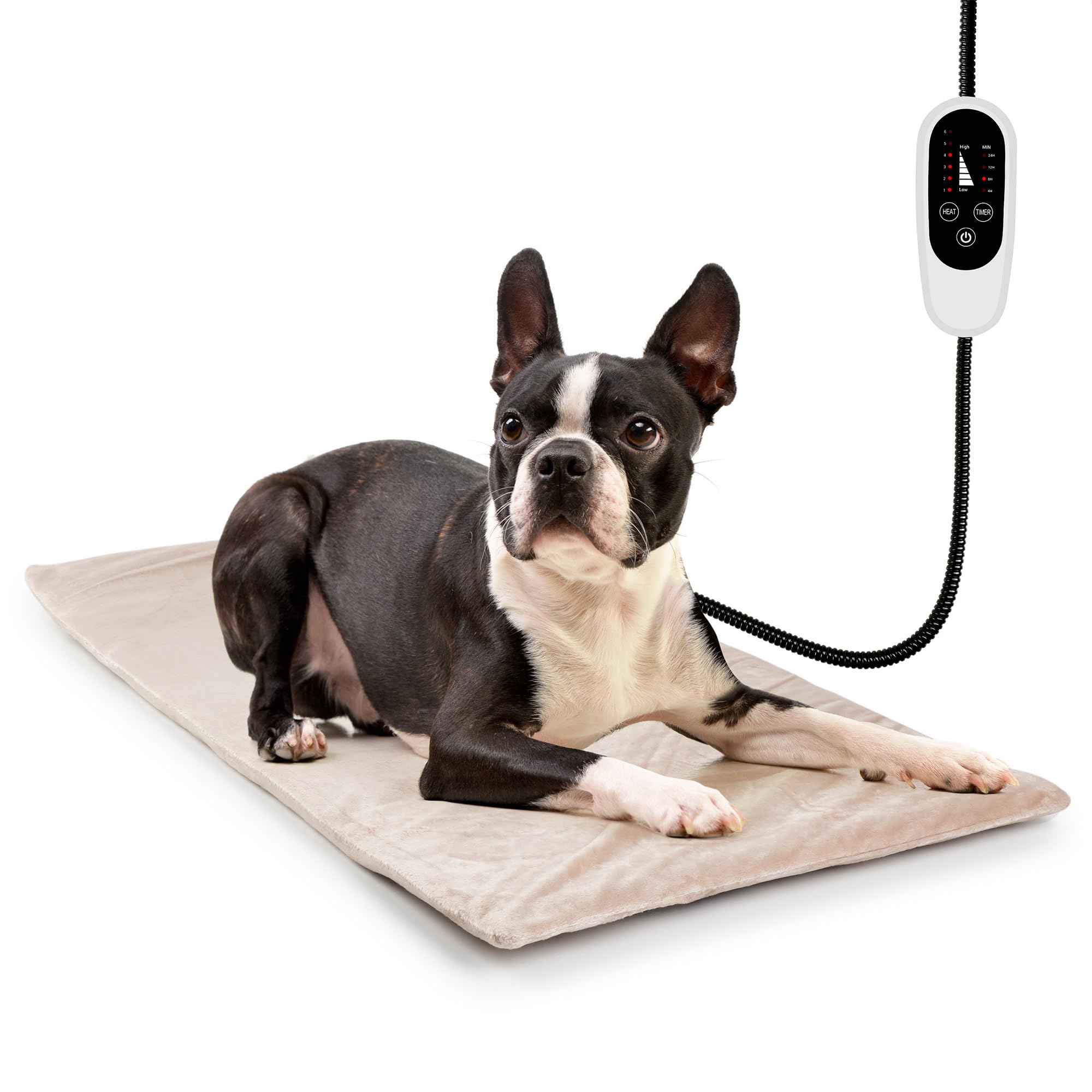 Nicrew Dog Heating Pad, Temperature Adjustable Heated Dog Bed With Auto Shut Off Timer, Indoor Pet Heated Bed Mat For Cats And D