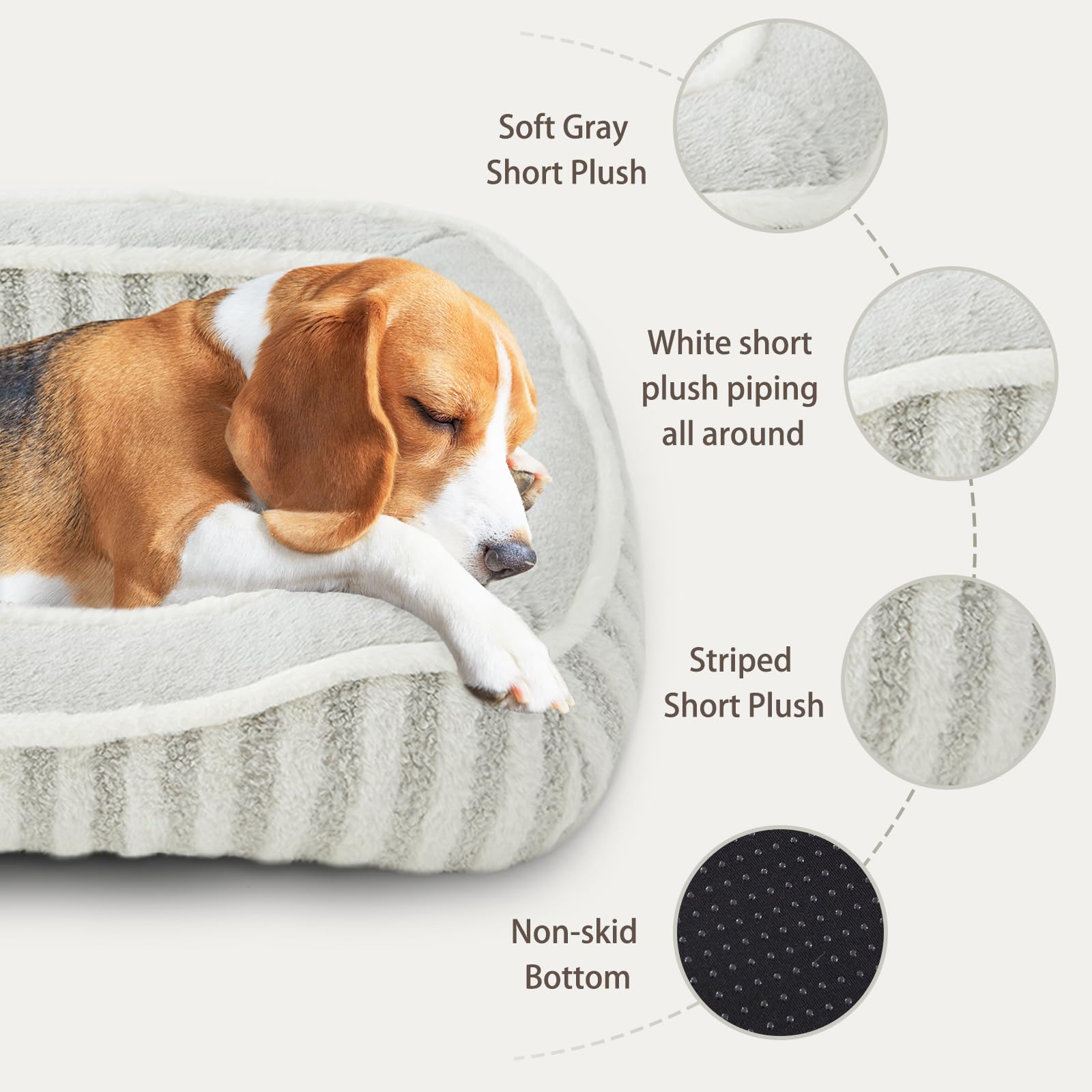 Debang Home Dog Bed For Medium Dogs Breeds, Rectangular Soft Kennel Bed,Washable Deluxe Plush Dog Crate Beds, Comfy Durable Pet