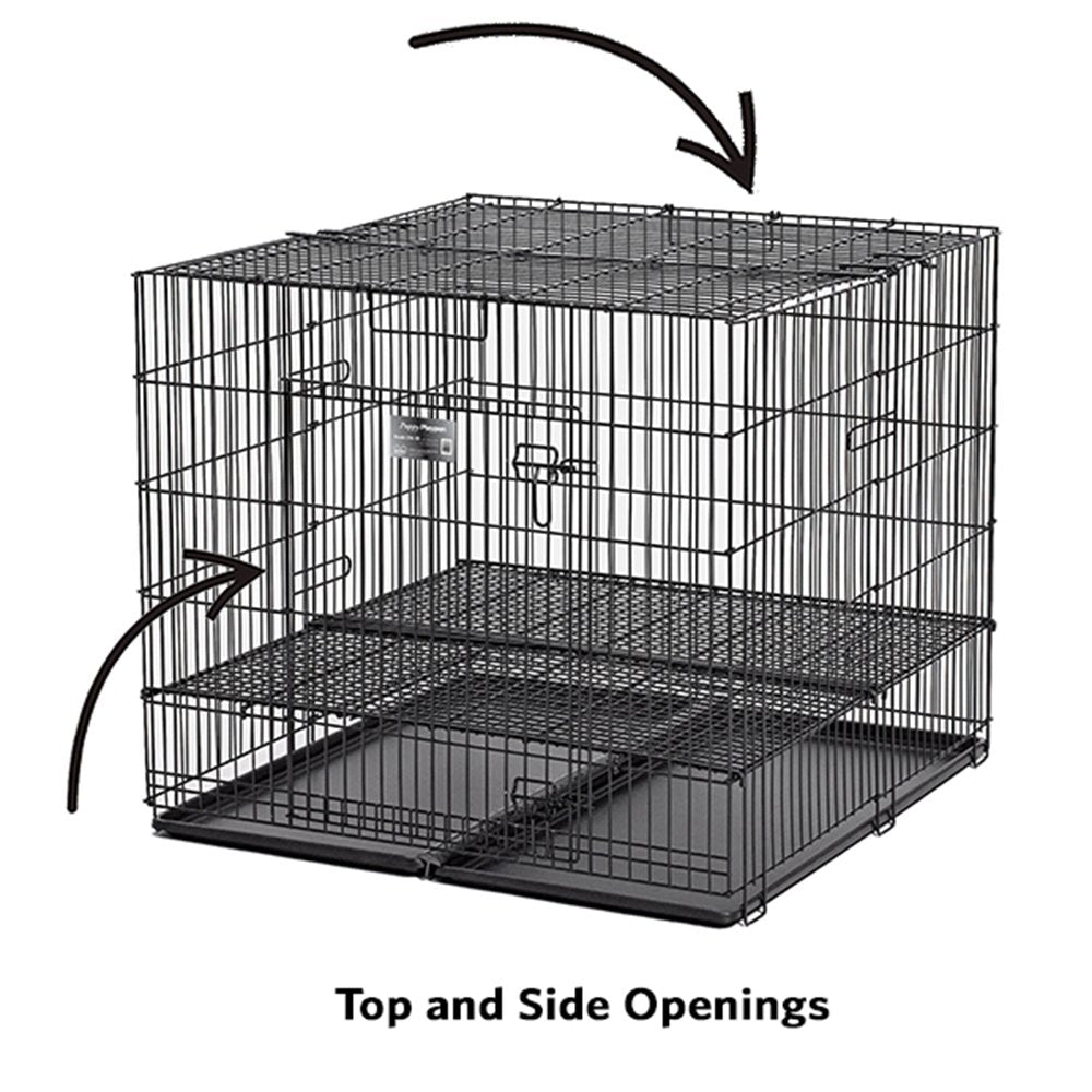 MidWest Homes for Pets Puppy Playpen Model 236-05, 36 Inch Metal with Half-inch Floor Grid, Removable Pan, Black
