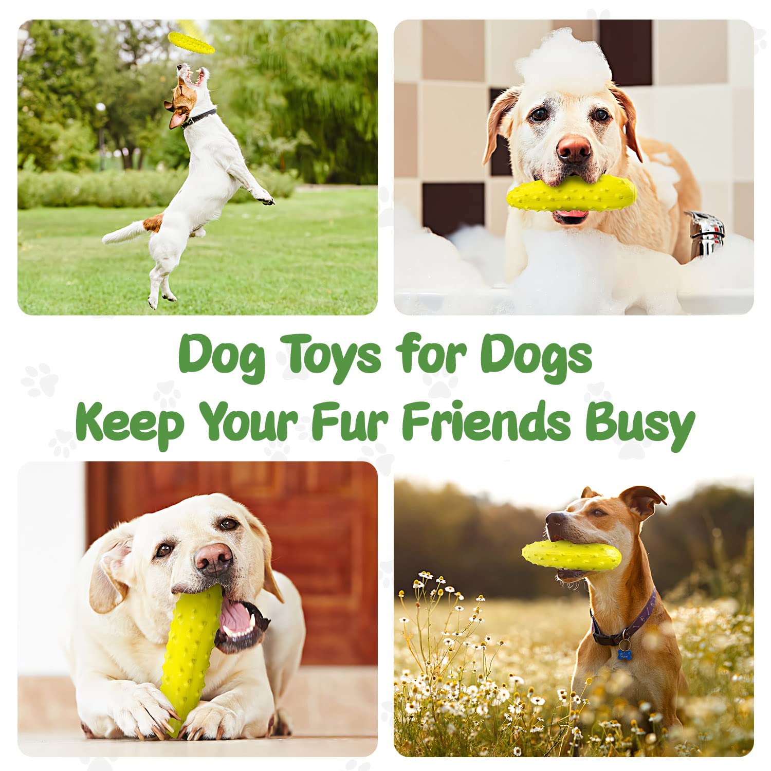 Sedioso Dog Toys For Aggressive Chewers, Though Rubber Dog Chew Toy, Dog Squeaky Toy For Small, Middle And Large Breed (Chew, Cucumber, Yellow)