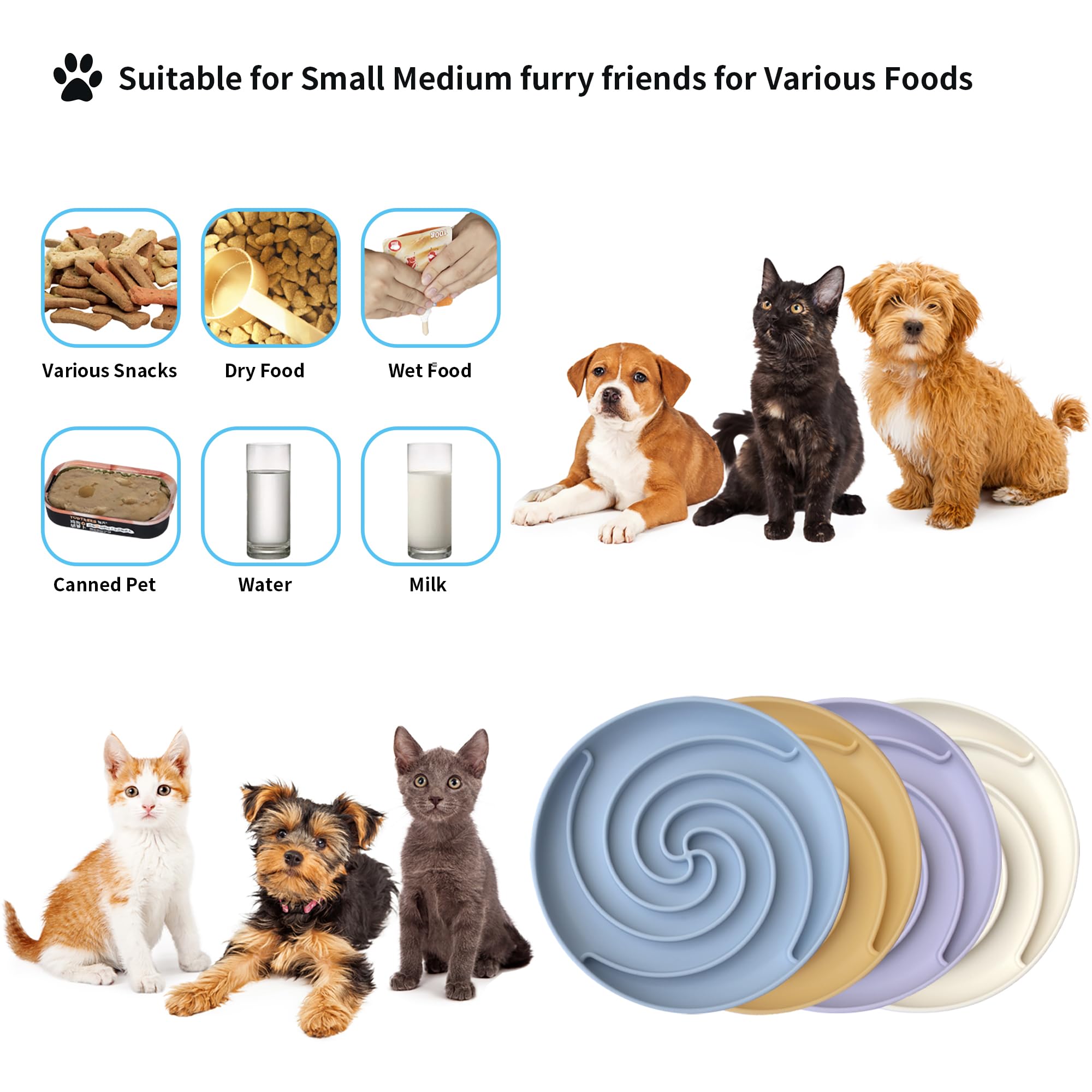 Bifeaw Dog Puzzle Bowl - Silicone Slow Feeder Dog Bowls for Healthy Eating - Puppy Slow Feeder Non-Slip Design Dishwasher Microw