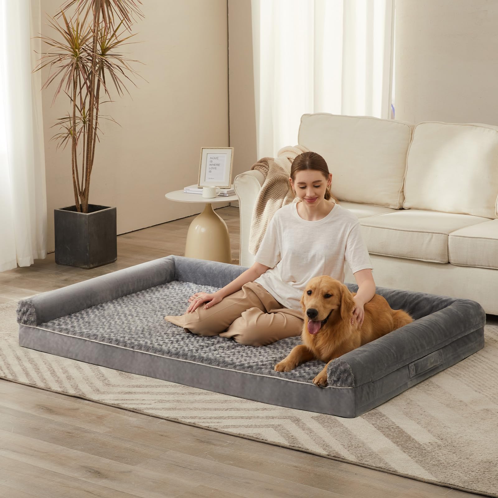 Bfpethome Human Dog Bed For Adult, Orthopedic Human Size Dog Bed For Adult & Kids, Big Waterproof Adult Dog Bed For Humans With Removable Washable Cover